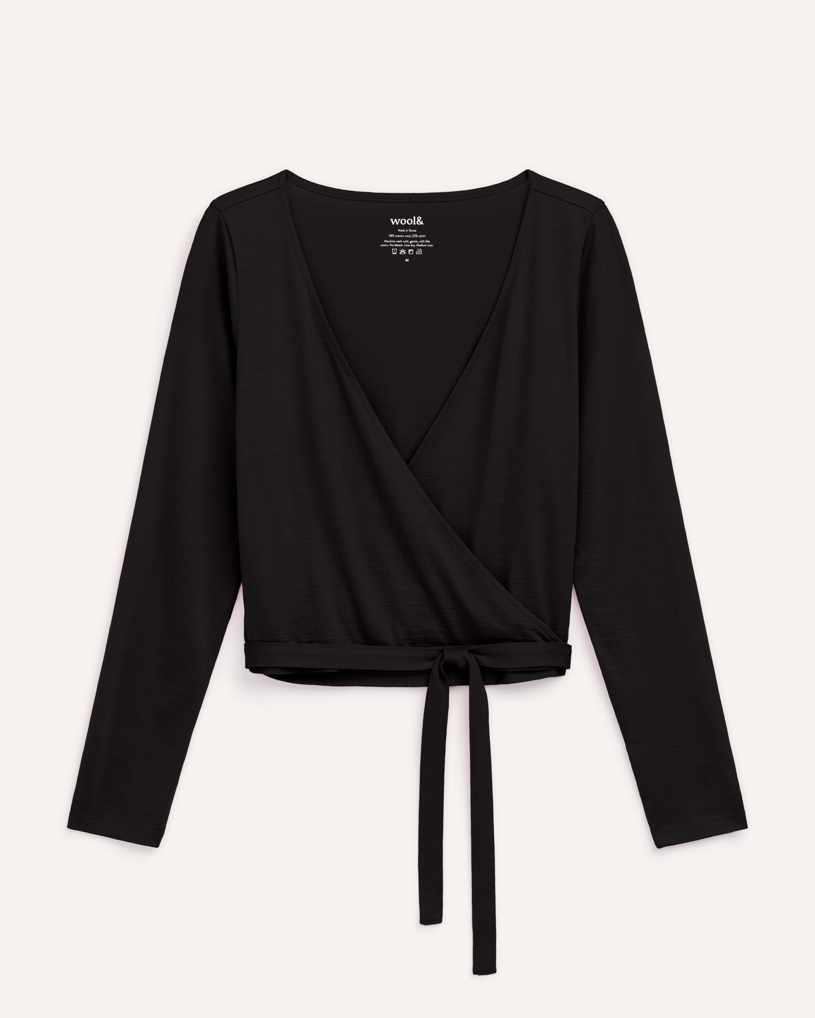 Natalia Merino Wool Wrap Top - Black – Natalia Wrap Top | wool&