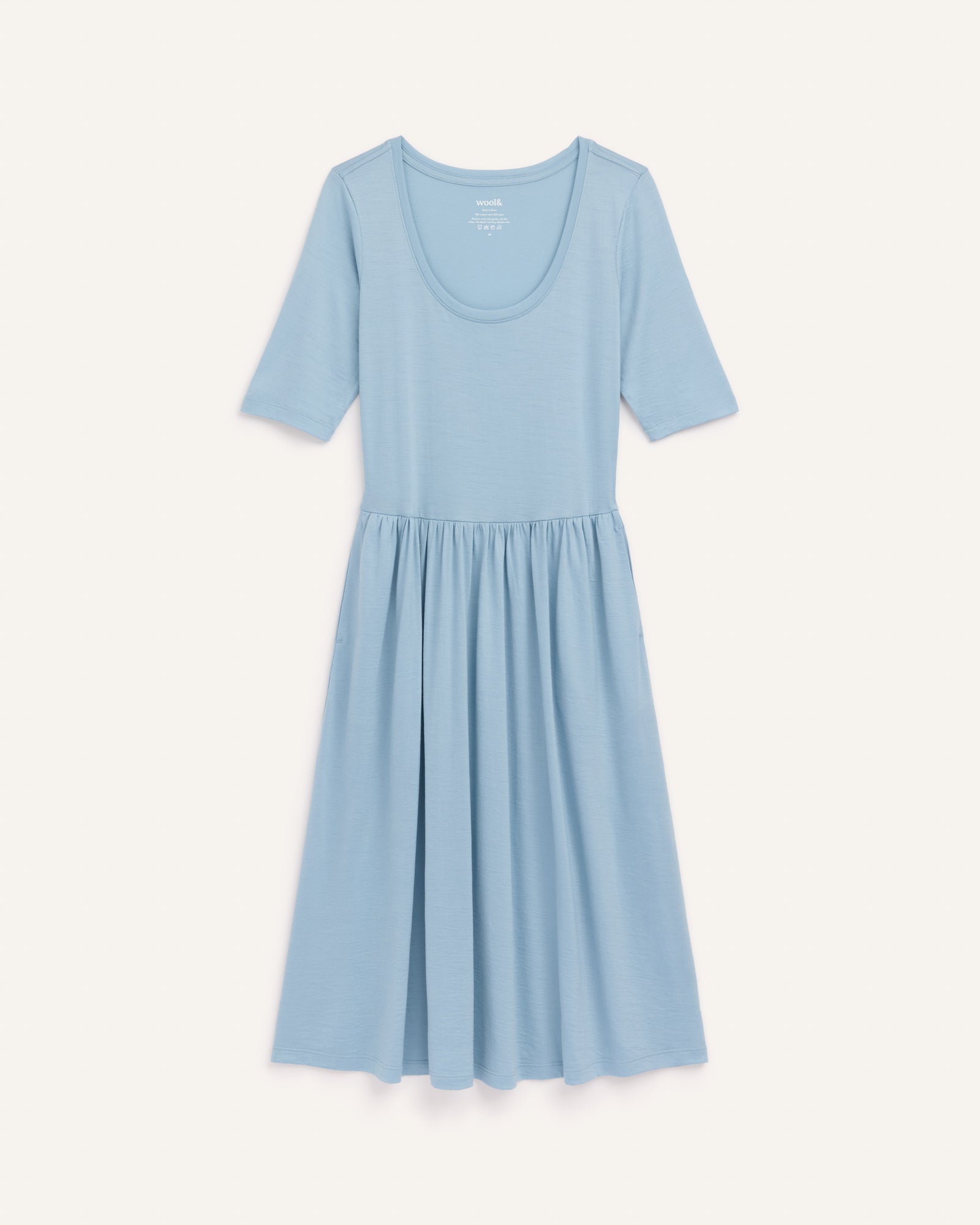 Sylvie Merino Wool Fit & Flare Dress - Light Blue Sylvie Merino Wool Fit & Flare Dress - Light Blue