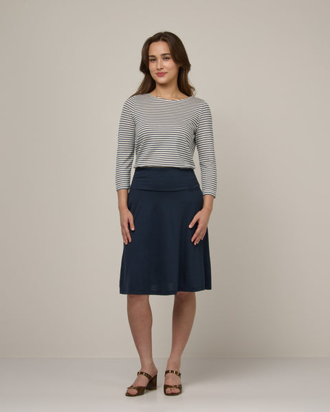 Helena Merino Wool Skirt - Washed Navy – Helena Travel Skirt | wool&