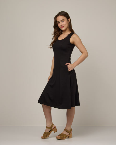 3D Flora Swing Dress - Black