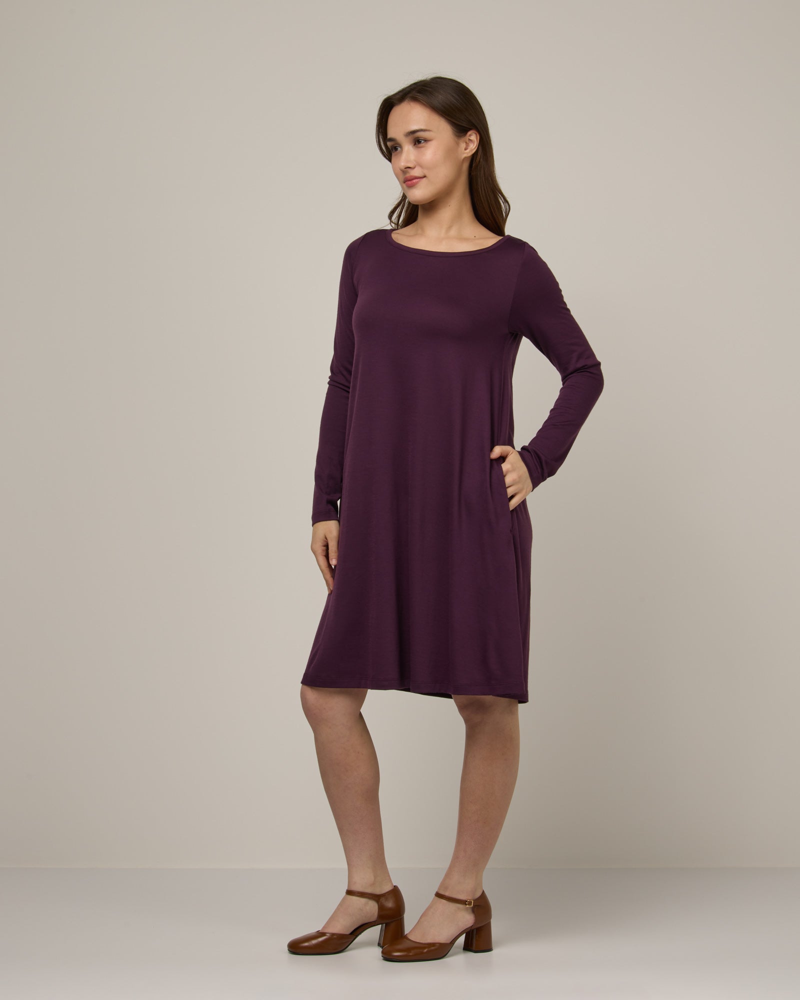 Rowena Merino Wool Swing Dress - Marionberry Rowena Merino Wool Swing Dress - Marionberry