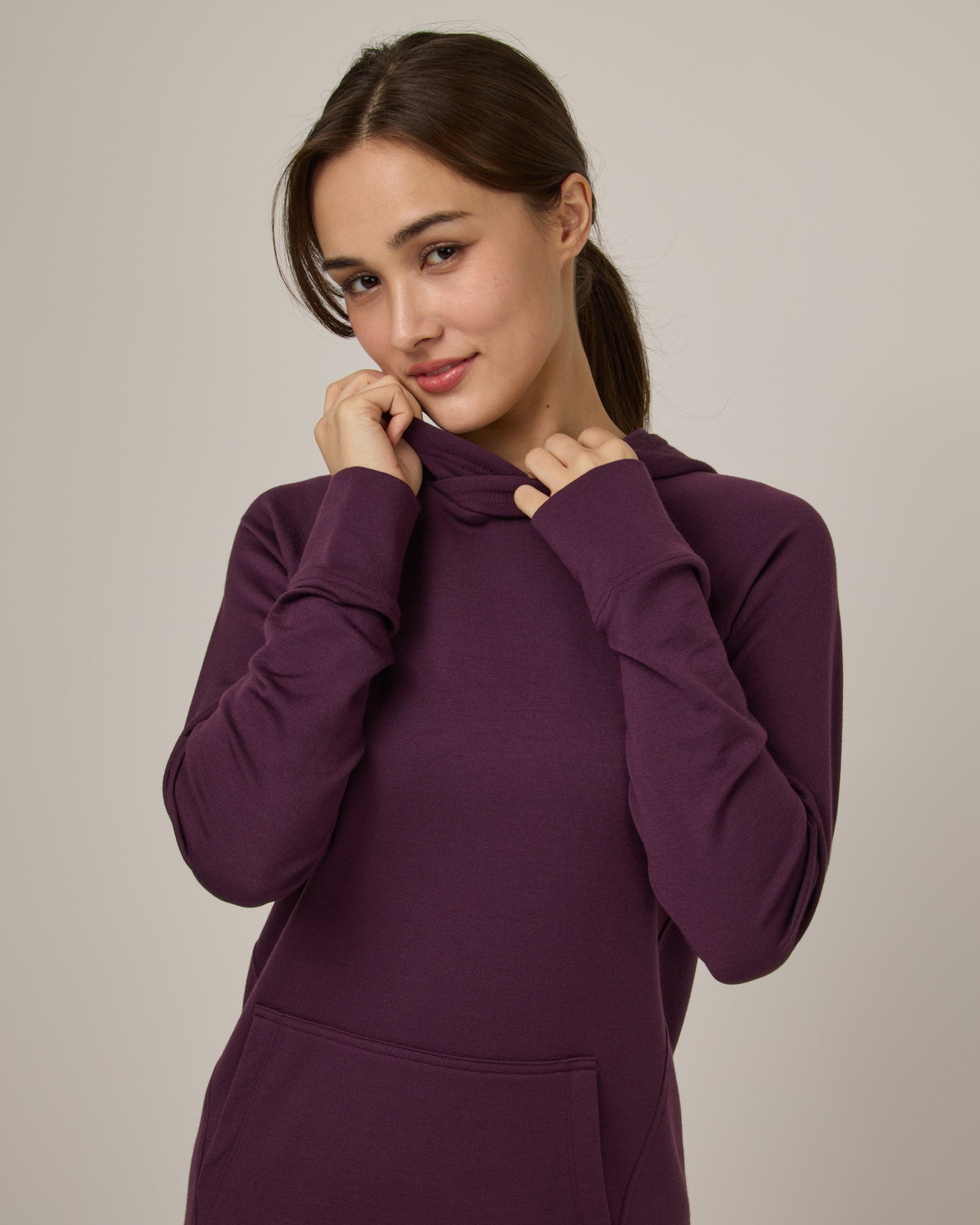Everett Merino Wool Hoodie Tunic - Marionberry – Everett Hoodie