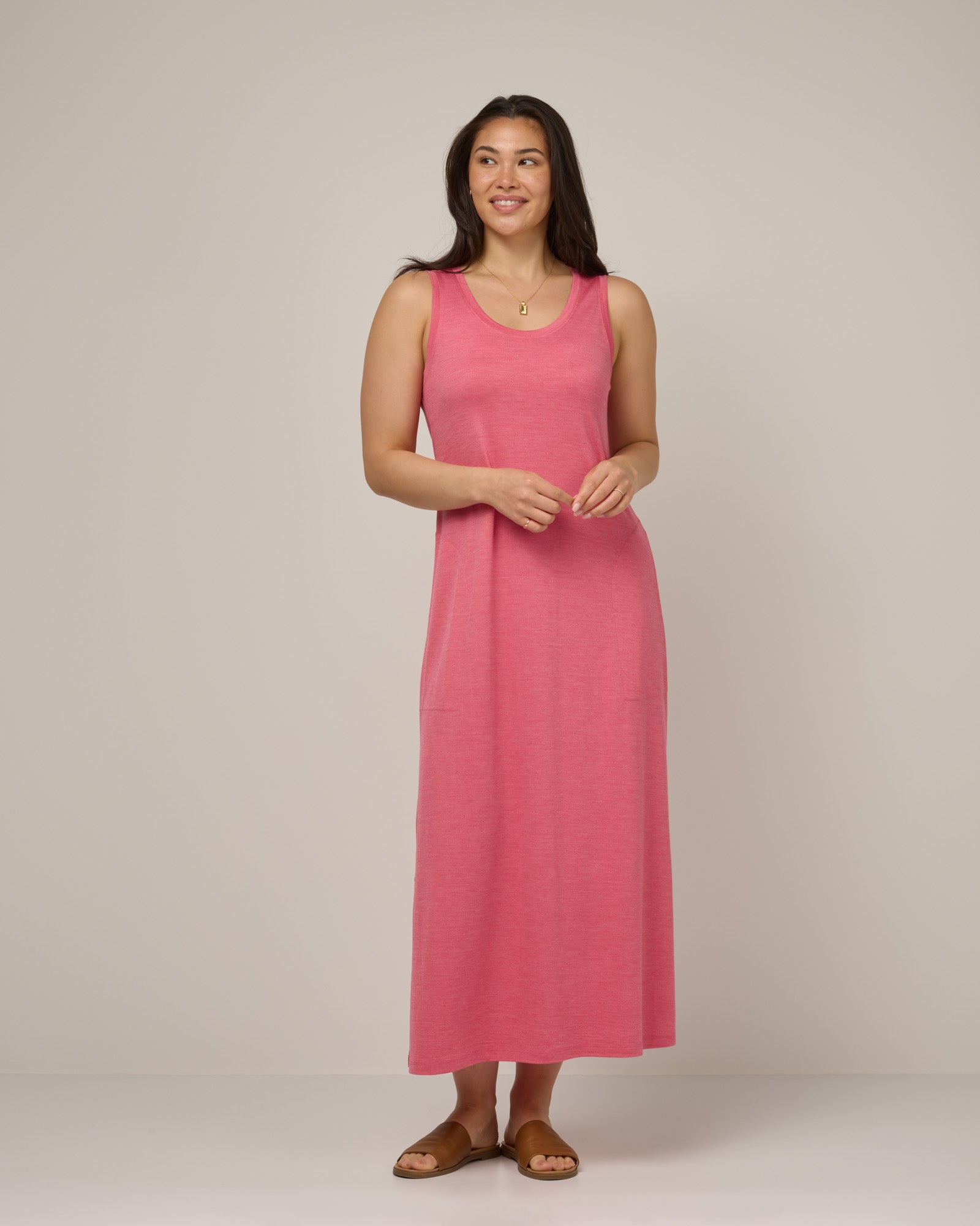 Audrey Merino Wool Tencel Maxi Dress Geranium Heather