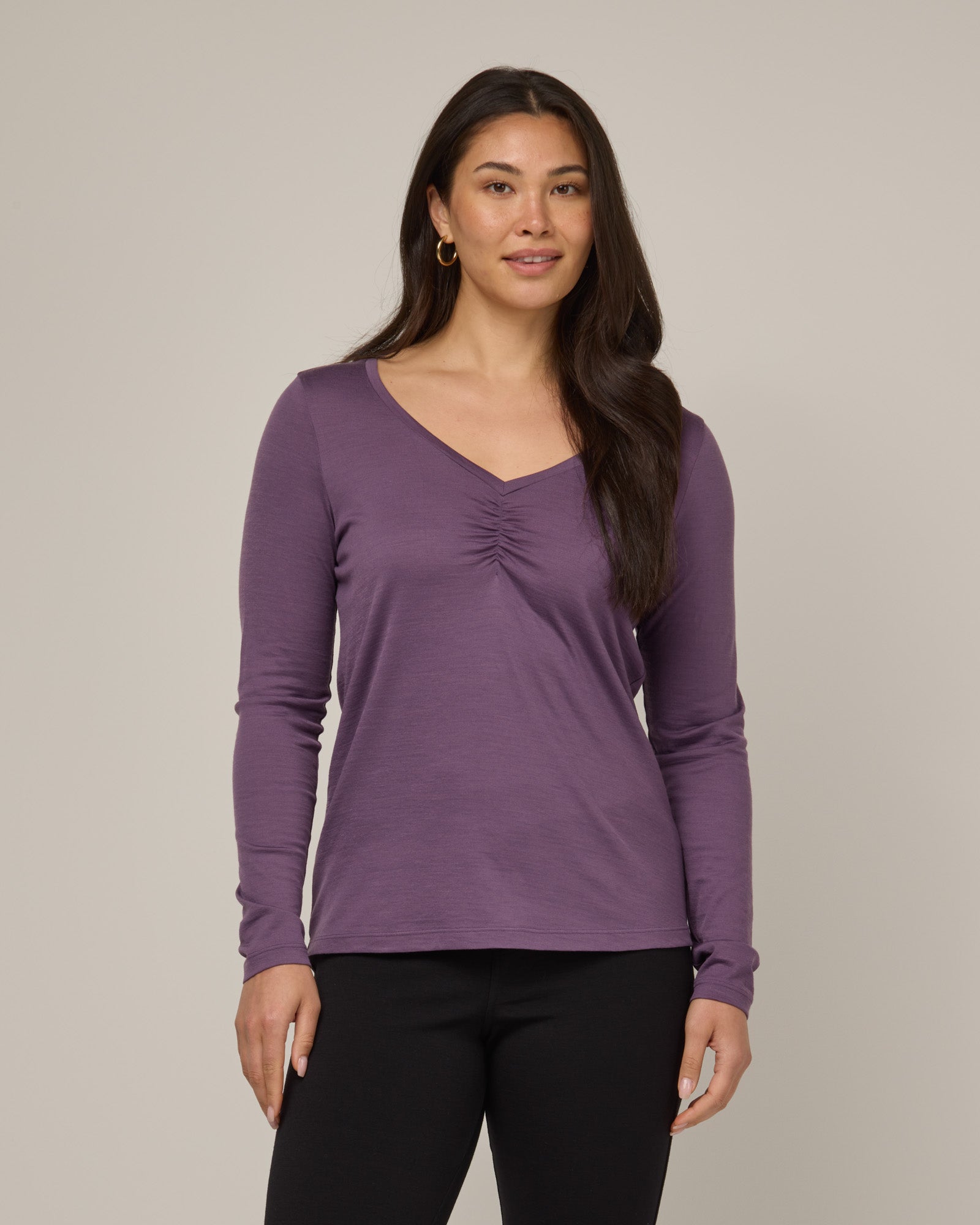 Melanie Ruched V-Neck Tee