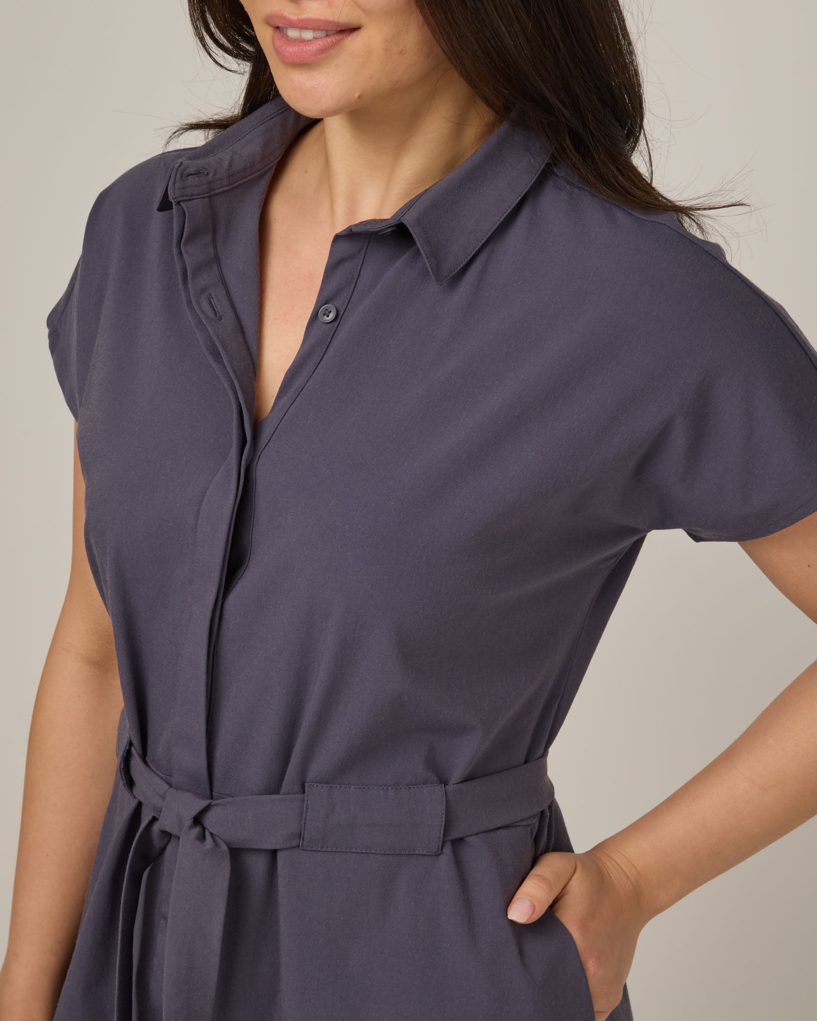 Jules Merino Wool Shirt Dress - Odyssey Gray Jules Merino Wool Shirt Dress - Odyssey Gray