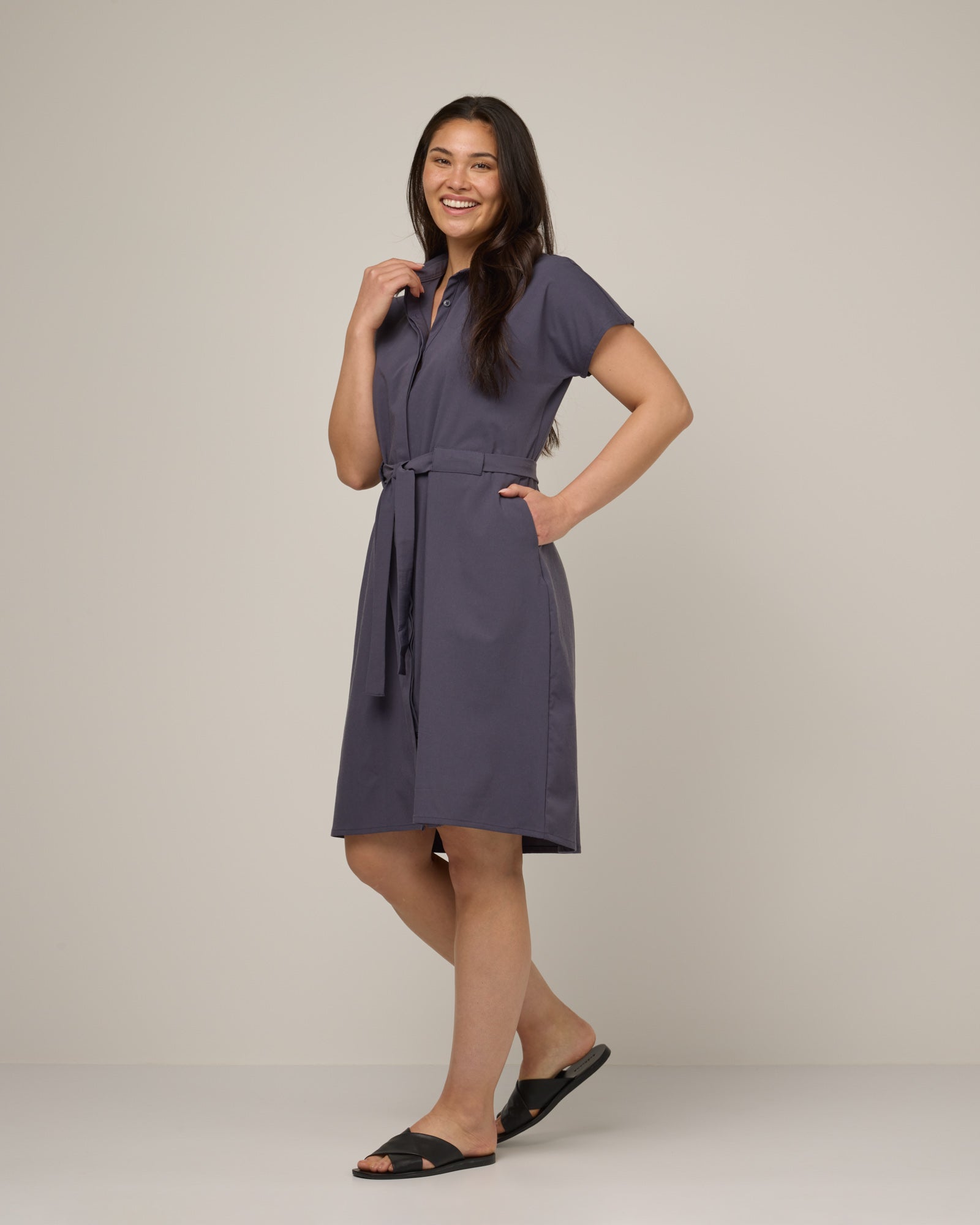 Jules Merino Wool Shirt Dress - Odyssey Gray Jules Merino Wool Shirt Dress - Odyssey Gray