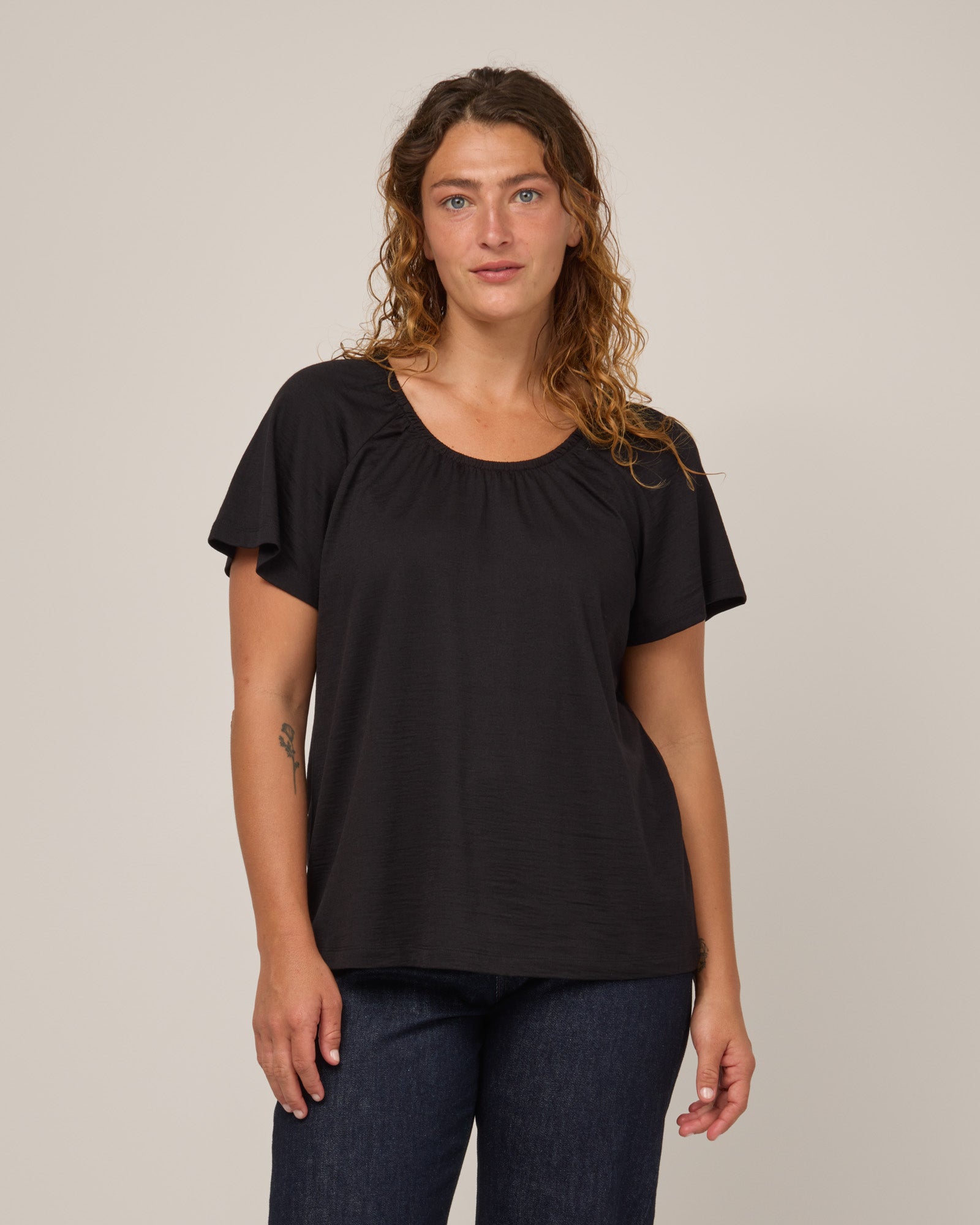 Lilah Signature Gathered Neck Tee