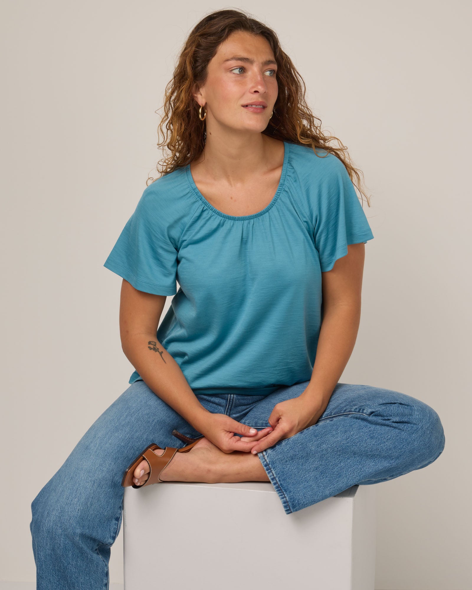 Lilah Signature Gathered Neck Tee