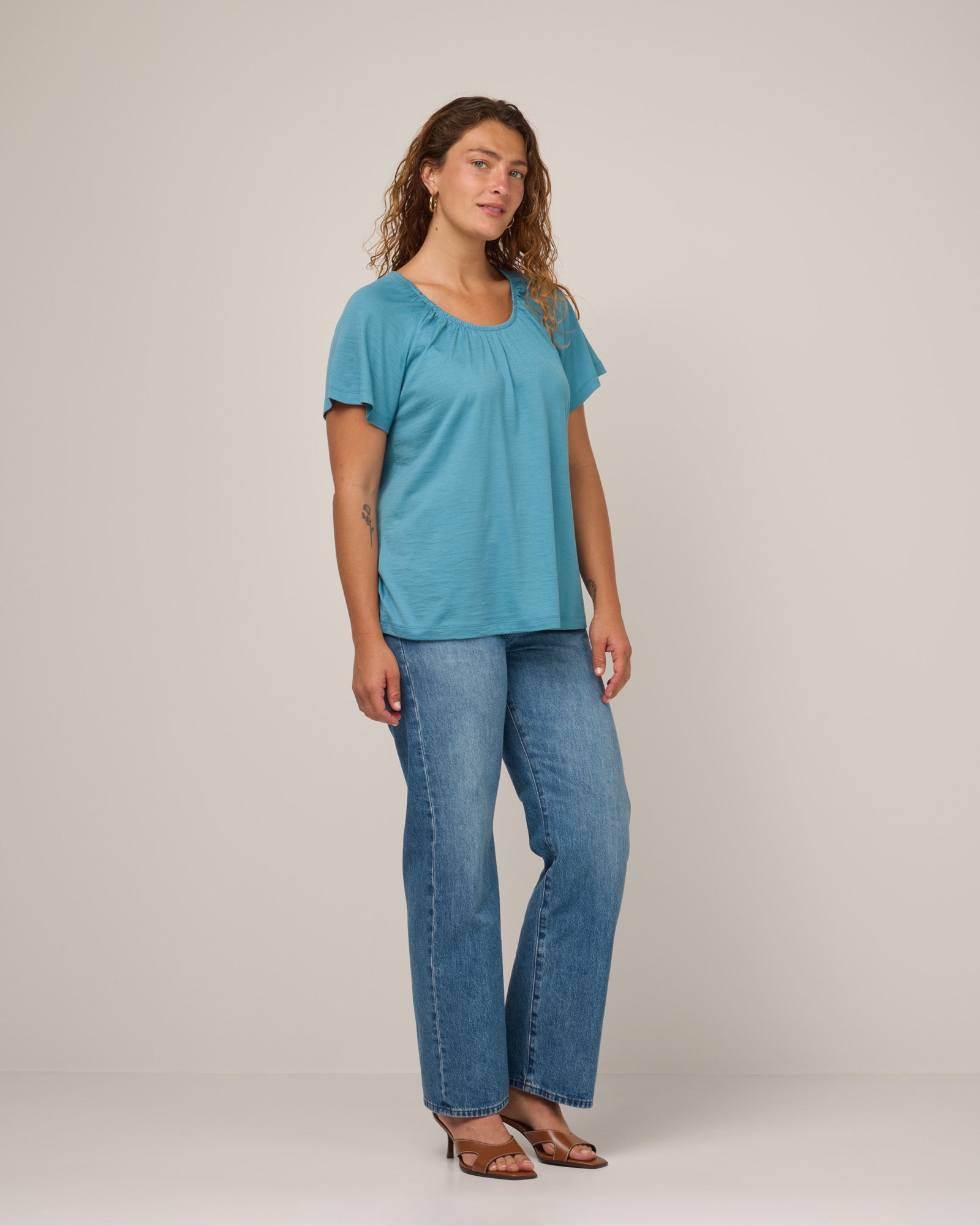 Lilah Signature Gathered Neck Tee