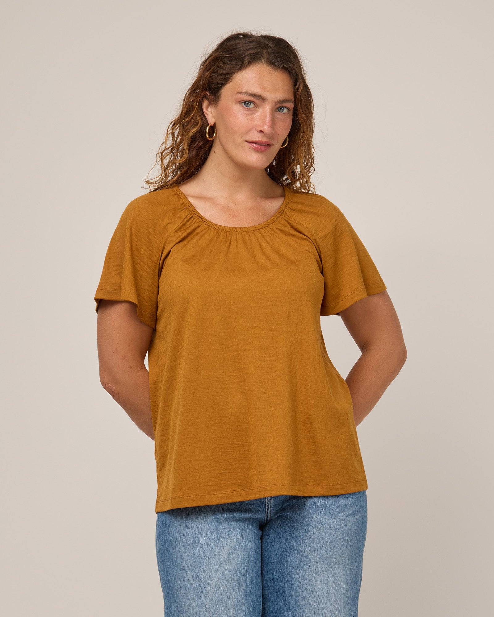 Lilah Signature Gathered Neck Tee