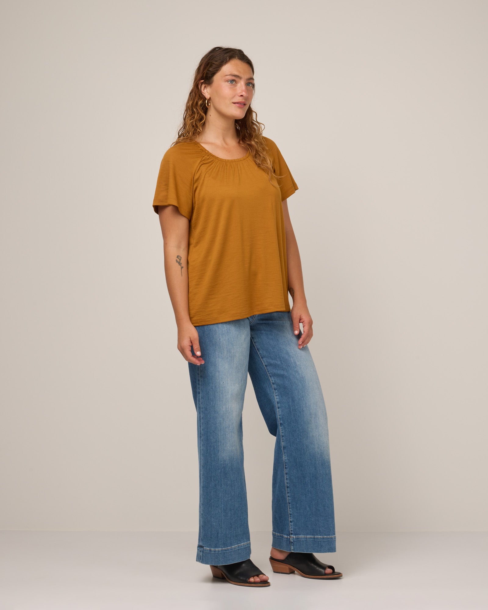 Lilah Signature Gathered Neck Tee
