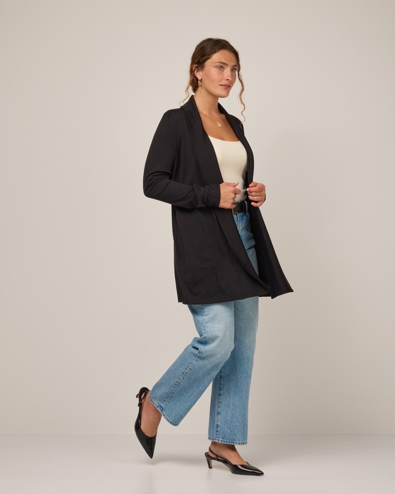 トップス 70s- black virgin wool cardigan vtg 40s 50s Wool Plain Black Cardigan size L | eBay