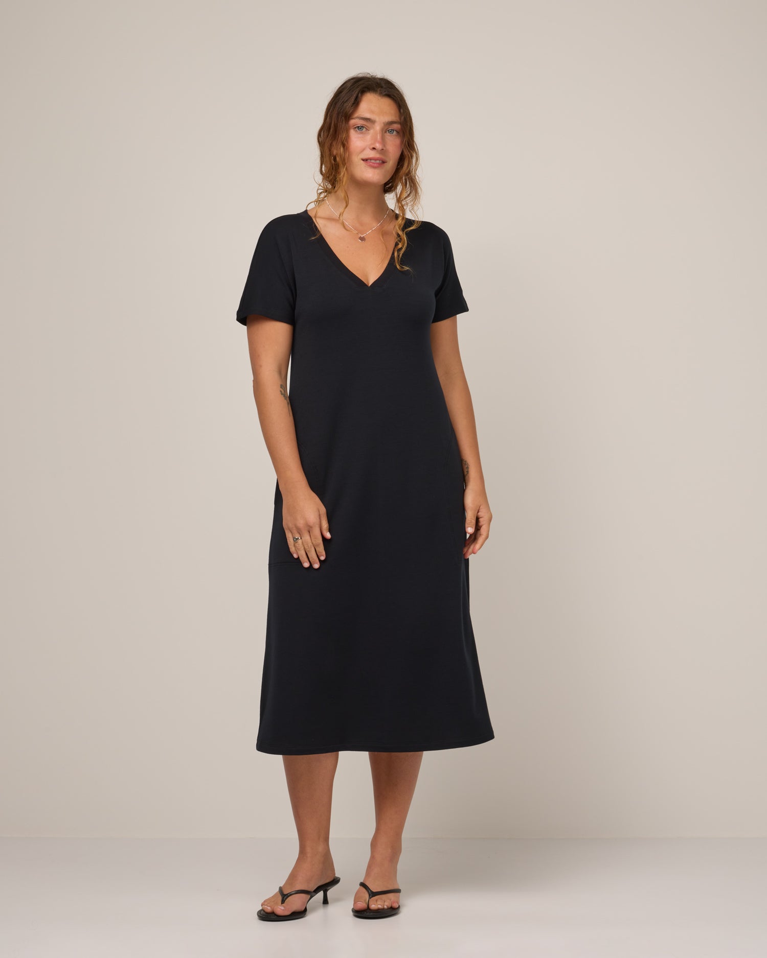 women's wool midi dress Shiloh Merino Wool Belted Dress - Black – Shiloh Belted Dress