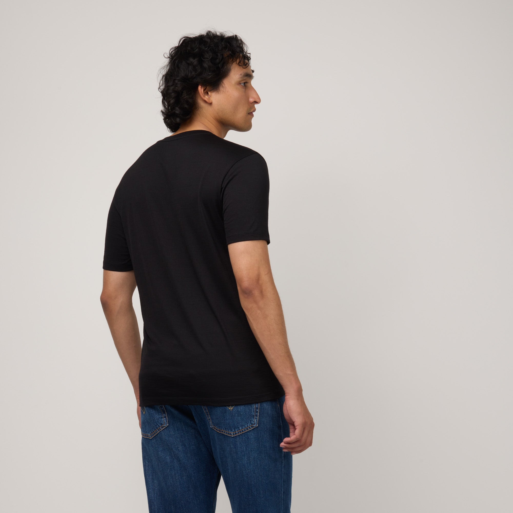 Men's Signature Merino Wool Short Sleeve Henley | Black – Short