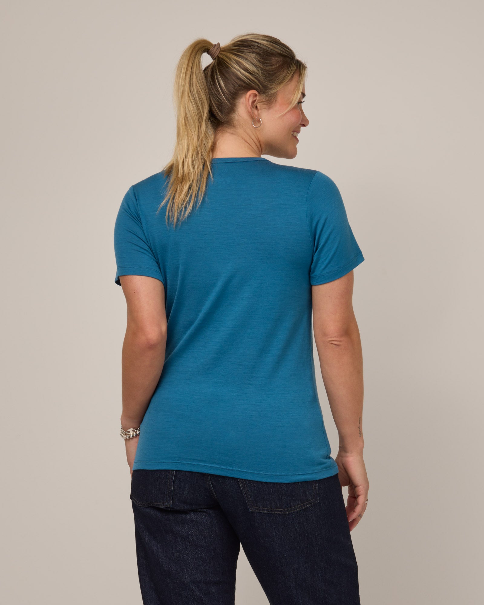 【たんたん】MERINO WOOL BOX TEE2枚 Cara 100% Merino Wool Fitted Tee - Ocean Teal – Cara 100% Wool