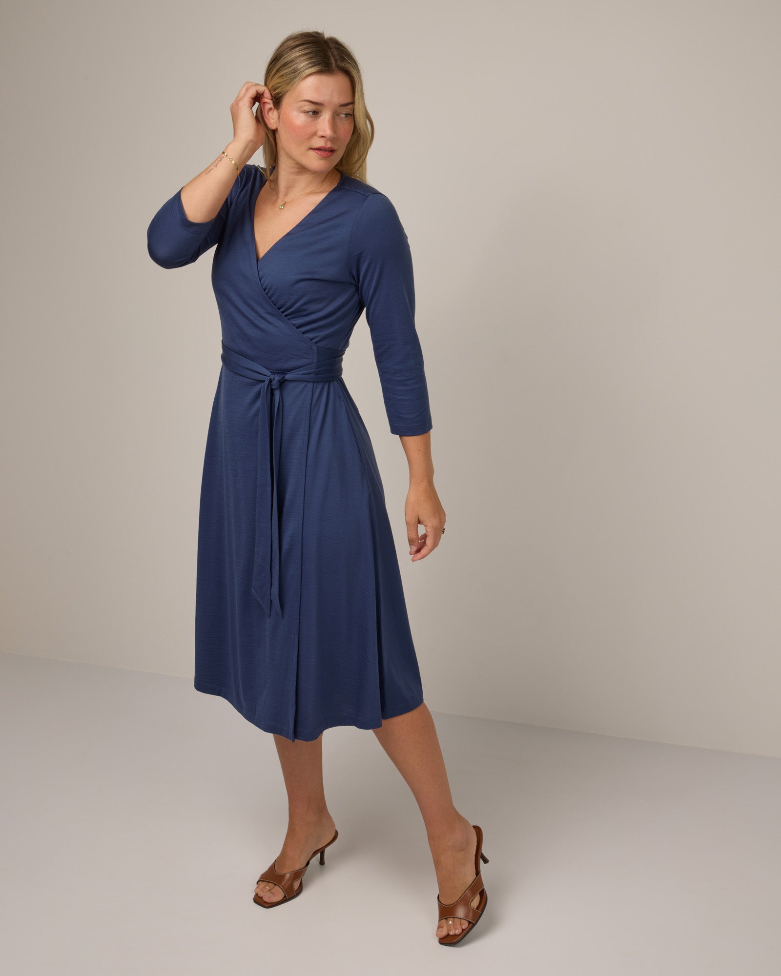 Alana Merino Wool Wrap Dress - Aurora Blue Alana Merino Wool Wrap Dress - Aurora Blue