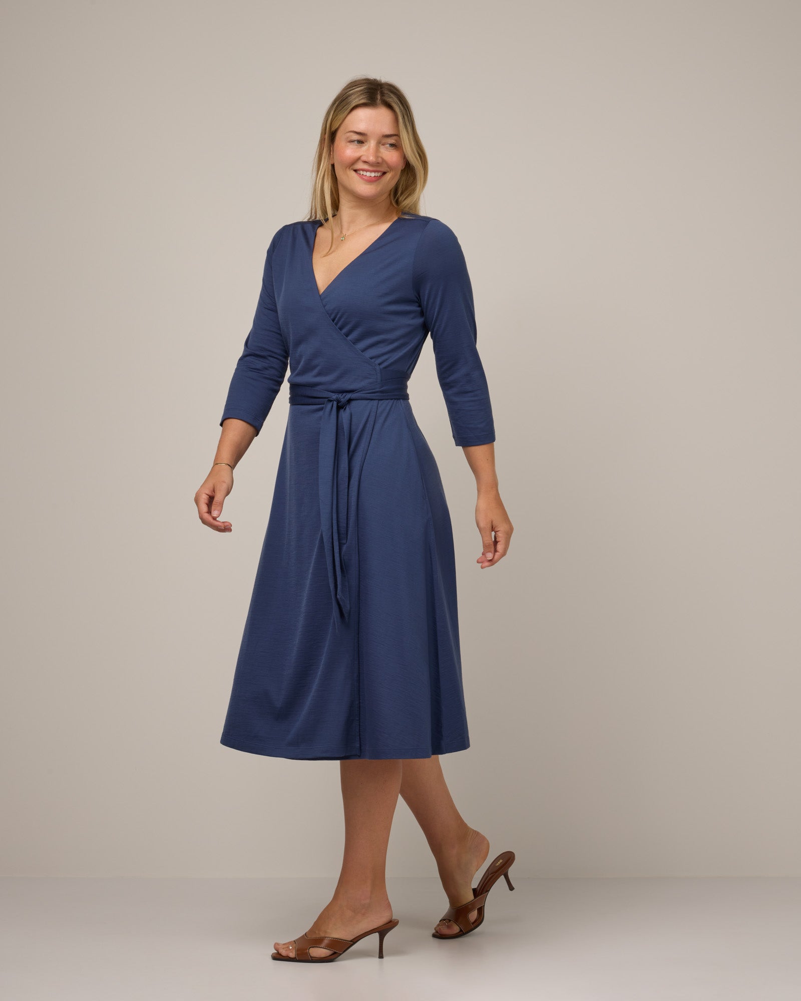 Alana Merino Wool Wrap Dress - Aurora Blue Alana Merino Wool Wrap Dress - Aurora Blue
