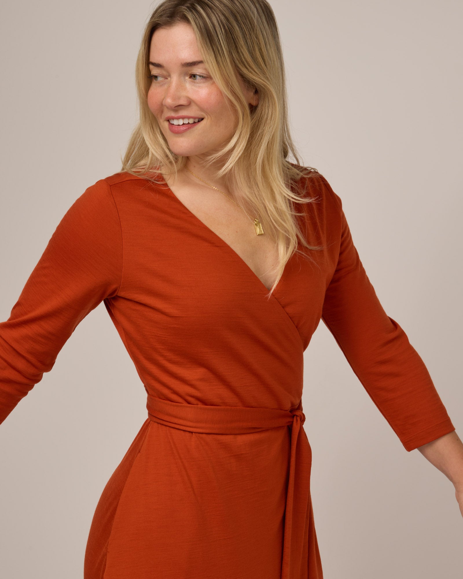 Alana Merino Wool Wrap Dress - Terracotta Alana Merino Wool Wrap Dress - Terracotta