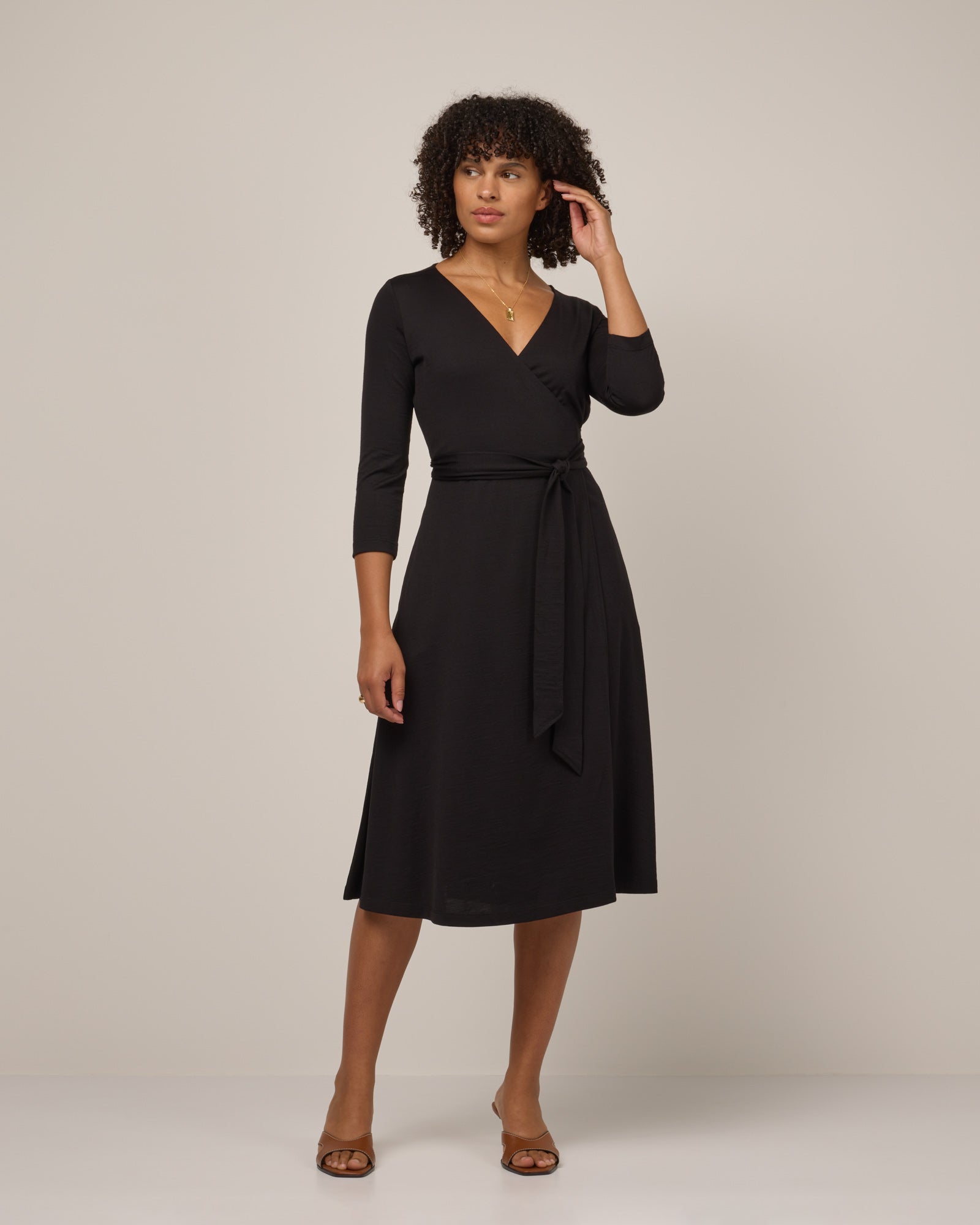 Alana Merino Wool Wrap Dress - Black Alana Merino Wool Wrap Dress - Black