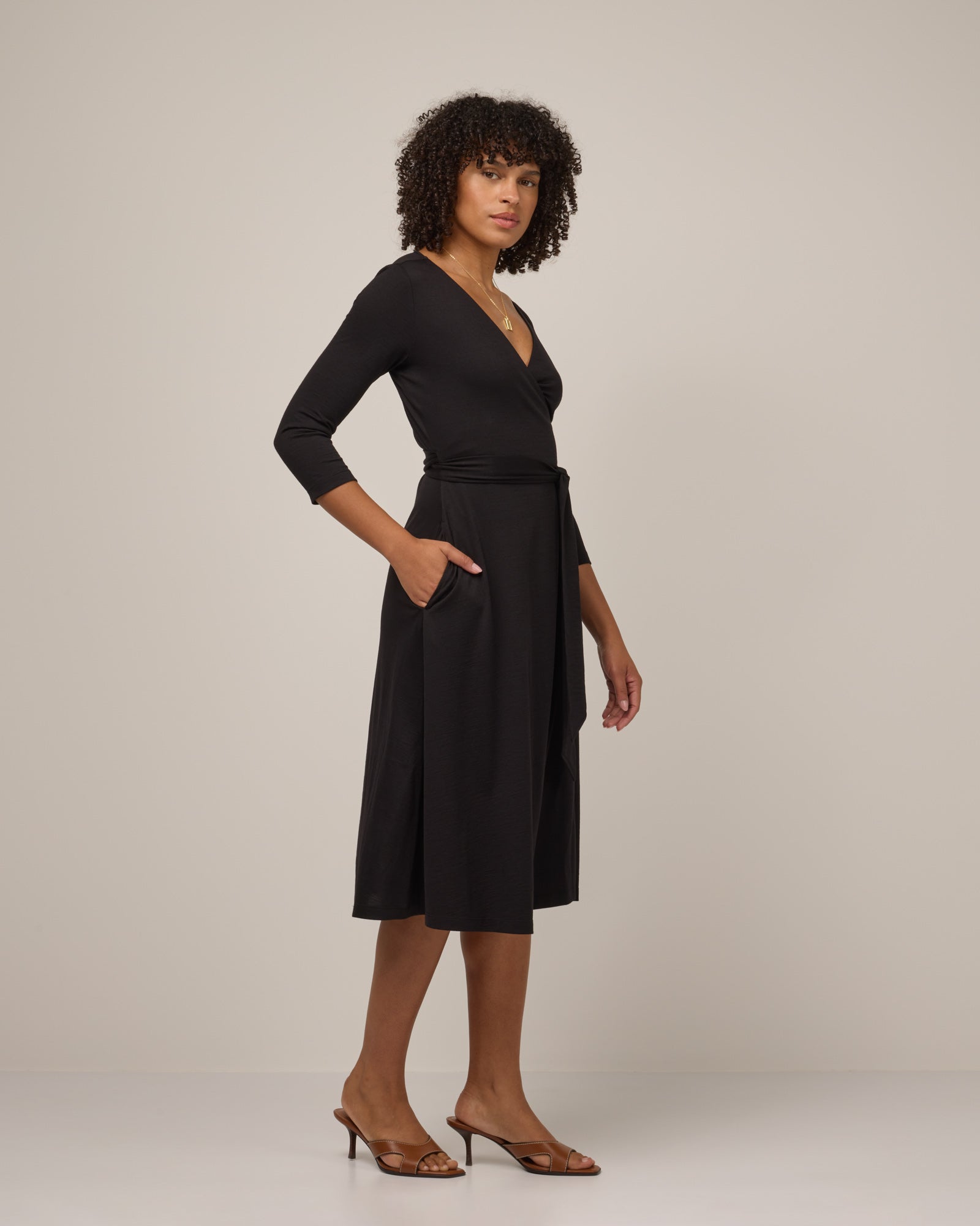 Alana Merino Wool Wrap Dress - Black Alana Merino Wool Wrap Dress - Black