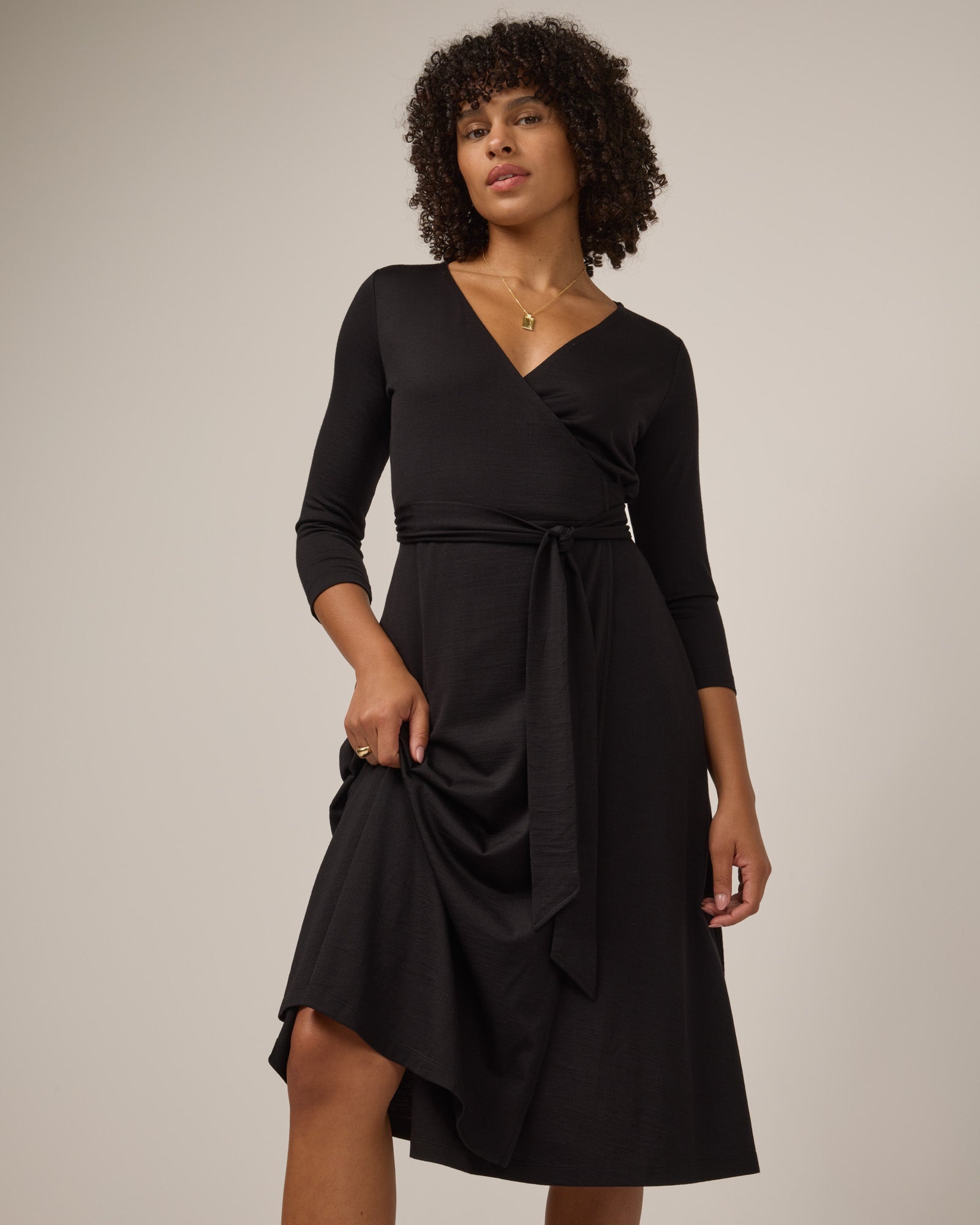 Alana Merino Wool Wrap Dress - Black Alana Merino Wool Wrap Dress - Black