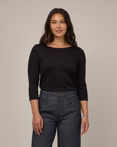 Colette Merino Wool Quarter-Sleeve Top - Black – Colette Quarter