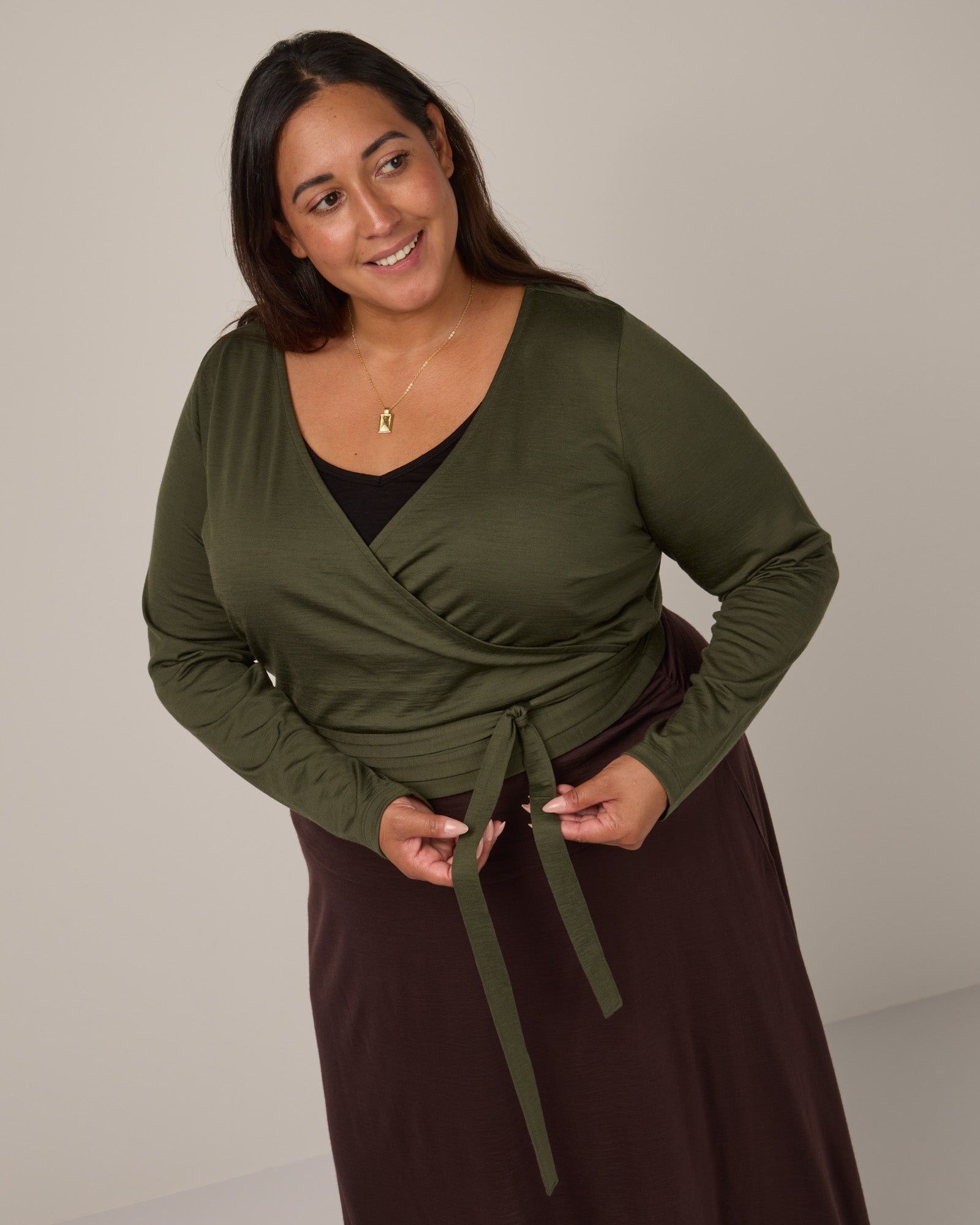 Natalia Merino Wool Wrap Top - Forest Night – Natalia Wrap Top