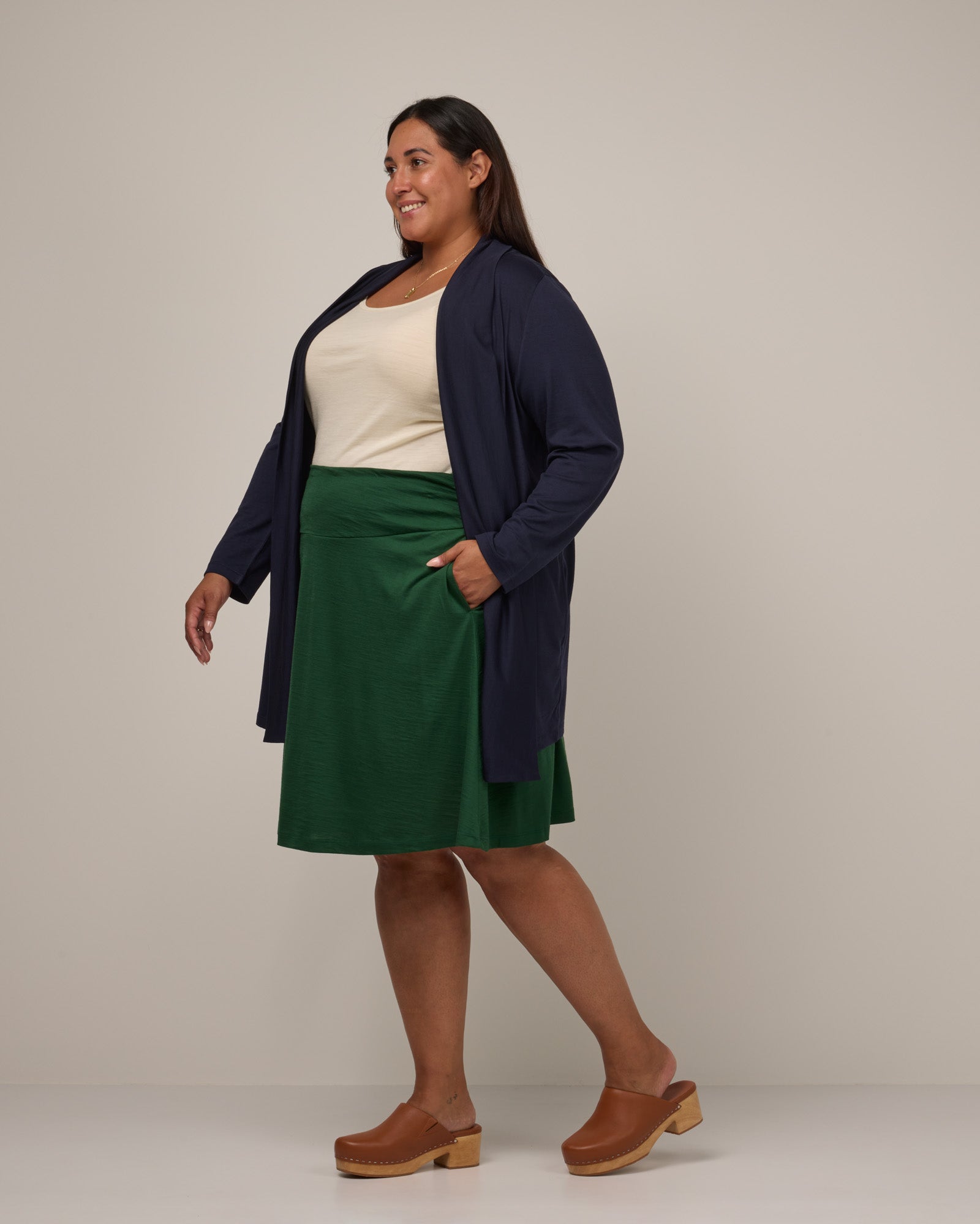 Helena Merino Wool Skirt - Fern Green – Helena Travel Skirt | wool&