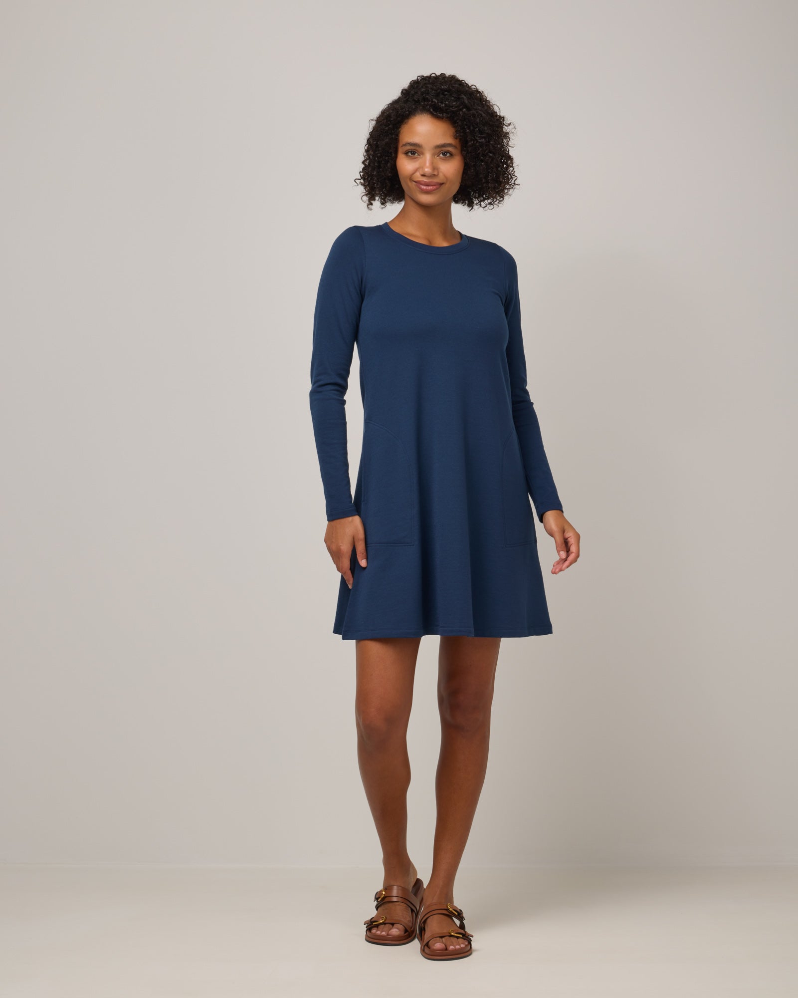 Eliza Merino Wool Swing Dress - Marine Blue Eliza Merino Wool Swing Dress - Marine Blue