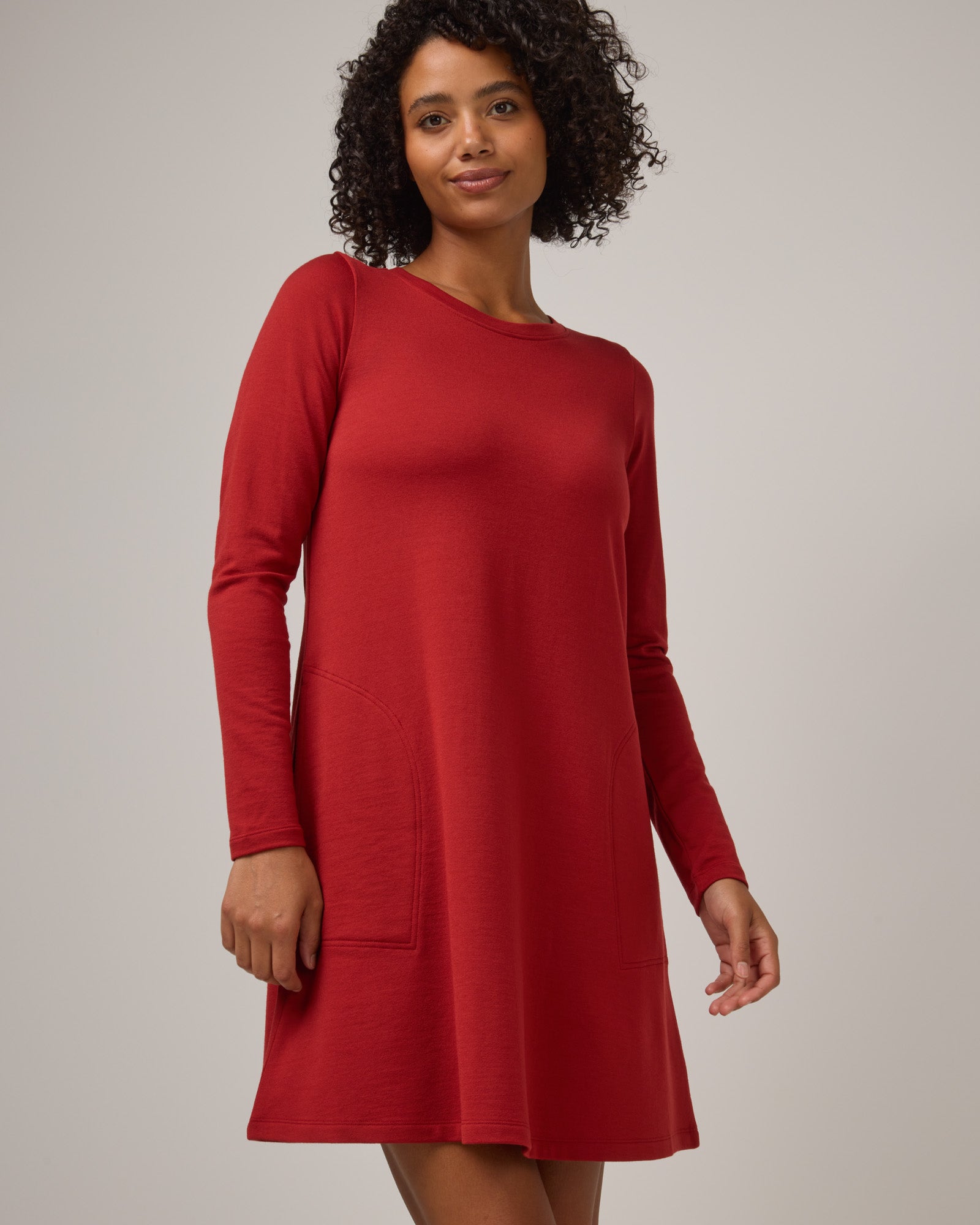 Eliza Merino Wool Swing Dress - Modern Red – Eliza Swing Dress | wool&