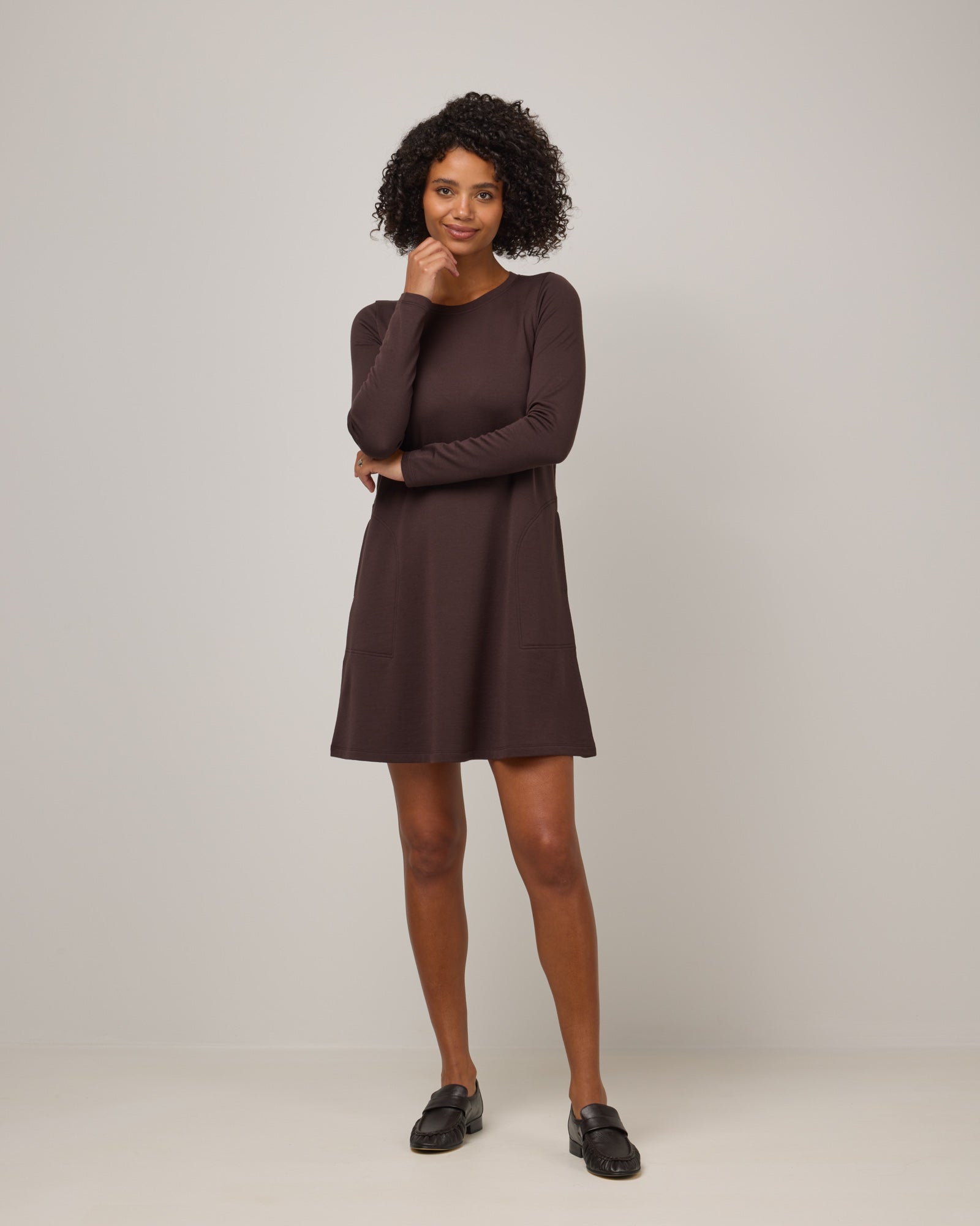 Eliza Merino Wool Swing Dress - Espresso Eliza Swing Dress | wool& Eliza Merino Wool Swing Dress - Espresso Eliza Swing Dress | wool&