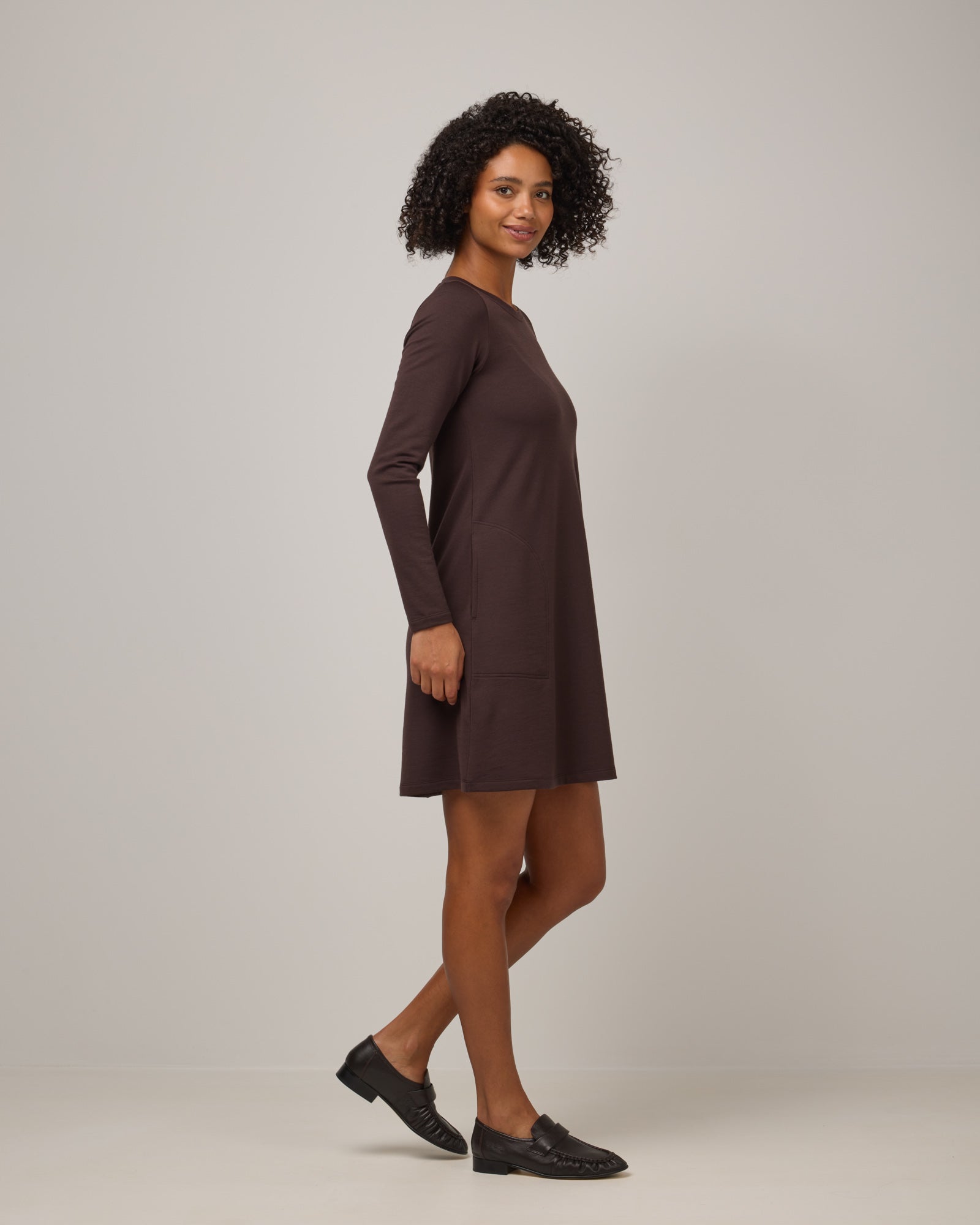 Eliza Merino Wool Swing Dress - Espresso Eliza Swing Dress | wool& Eliza Merino Wool Swing Dress - Espresso Eliza Swing Dress | wool&
