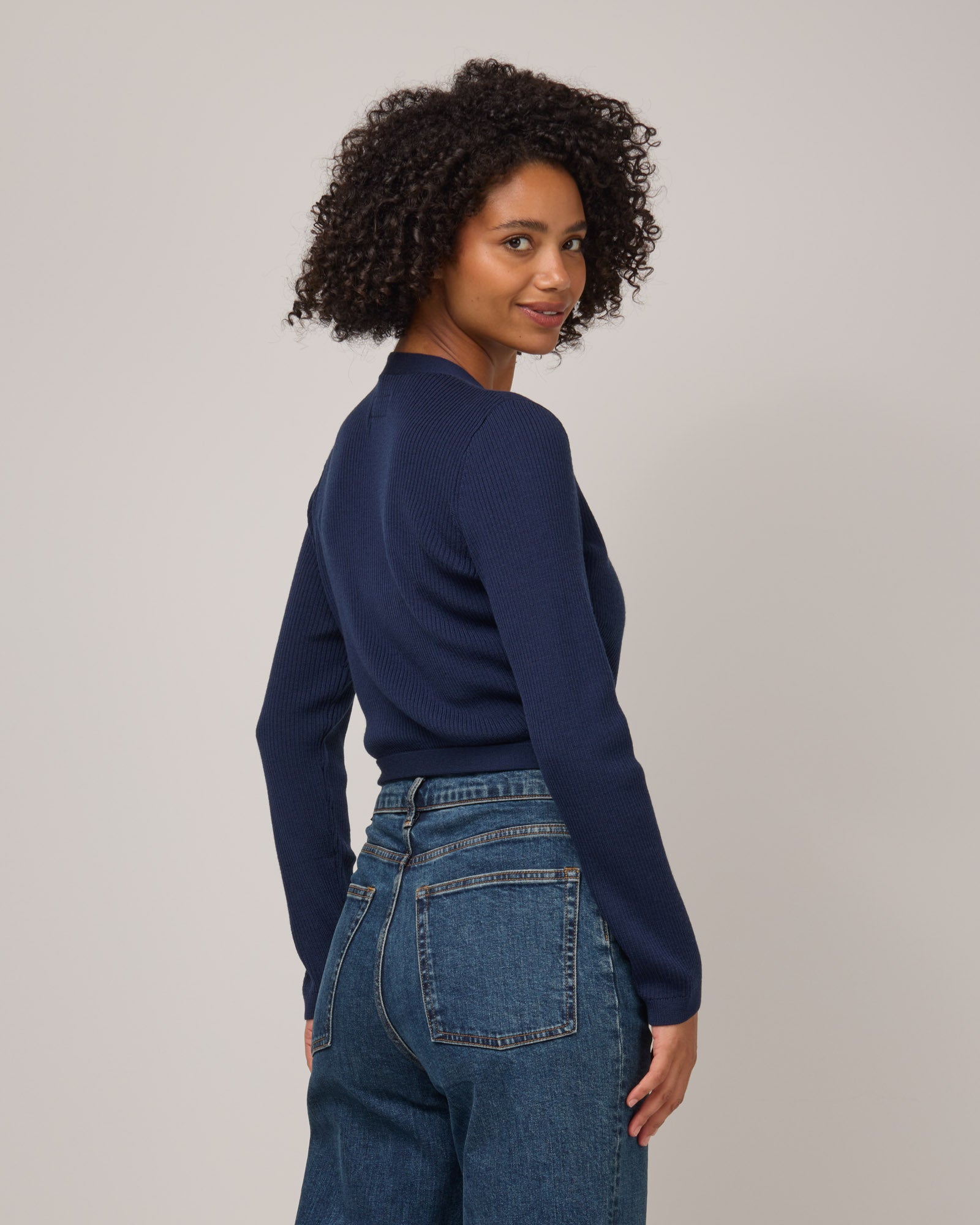 Adeline Merino Wool Wrap Sweater - Navy – Adeline Wrap Sweater | wool&
