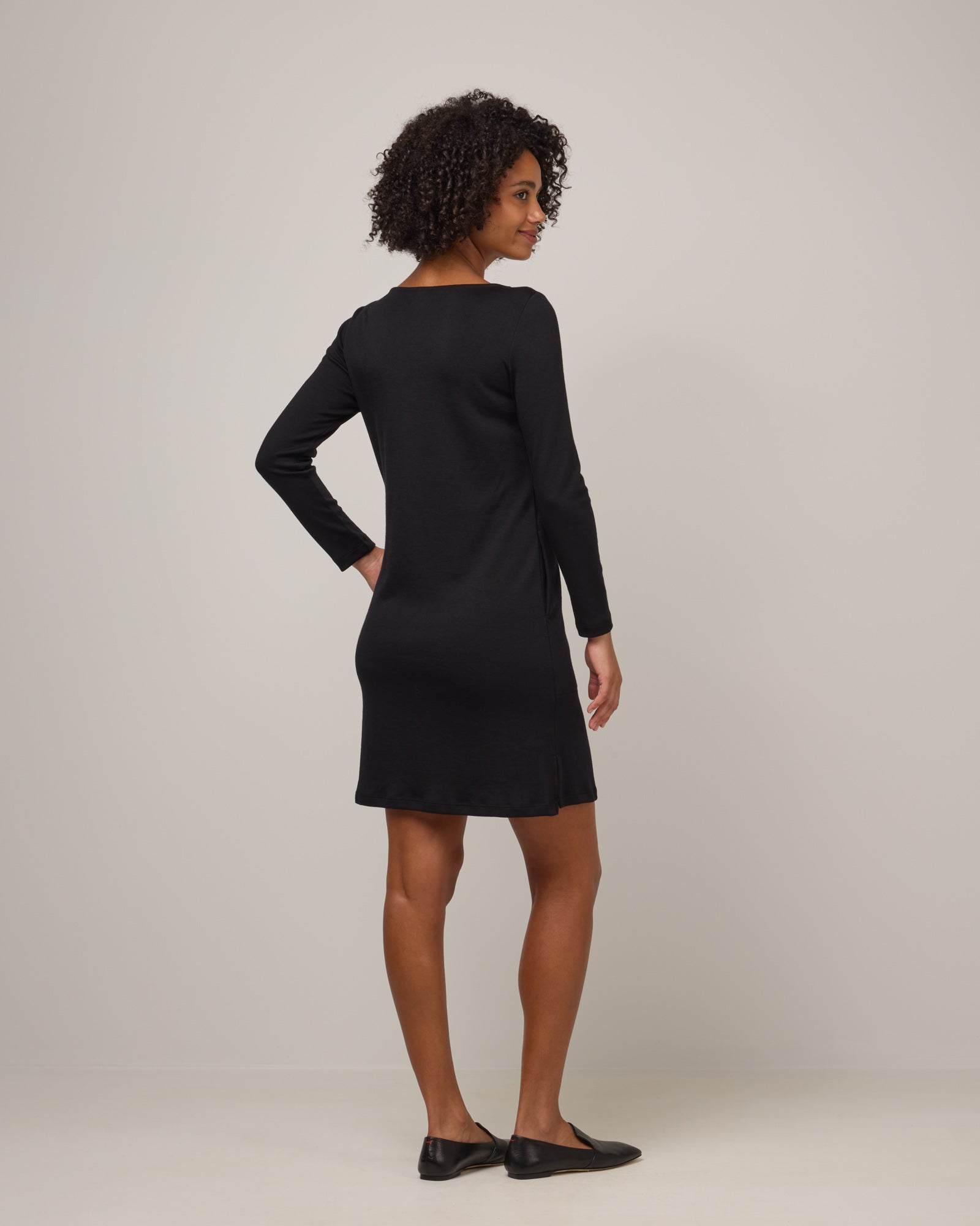 Margo Merino Wool Shift Dress - Black Margo Merino Wool Shift Dress - Black