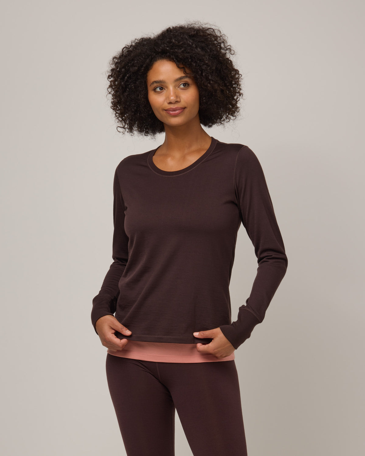 Tonal Wools Billie Merino Wool Tonal Stitch Top - Espresso – Billie Tonal Stitch ...