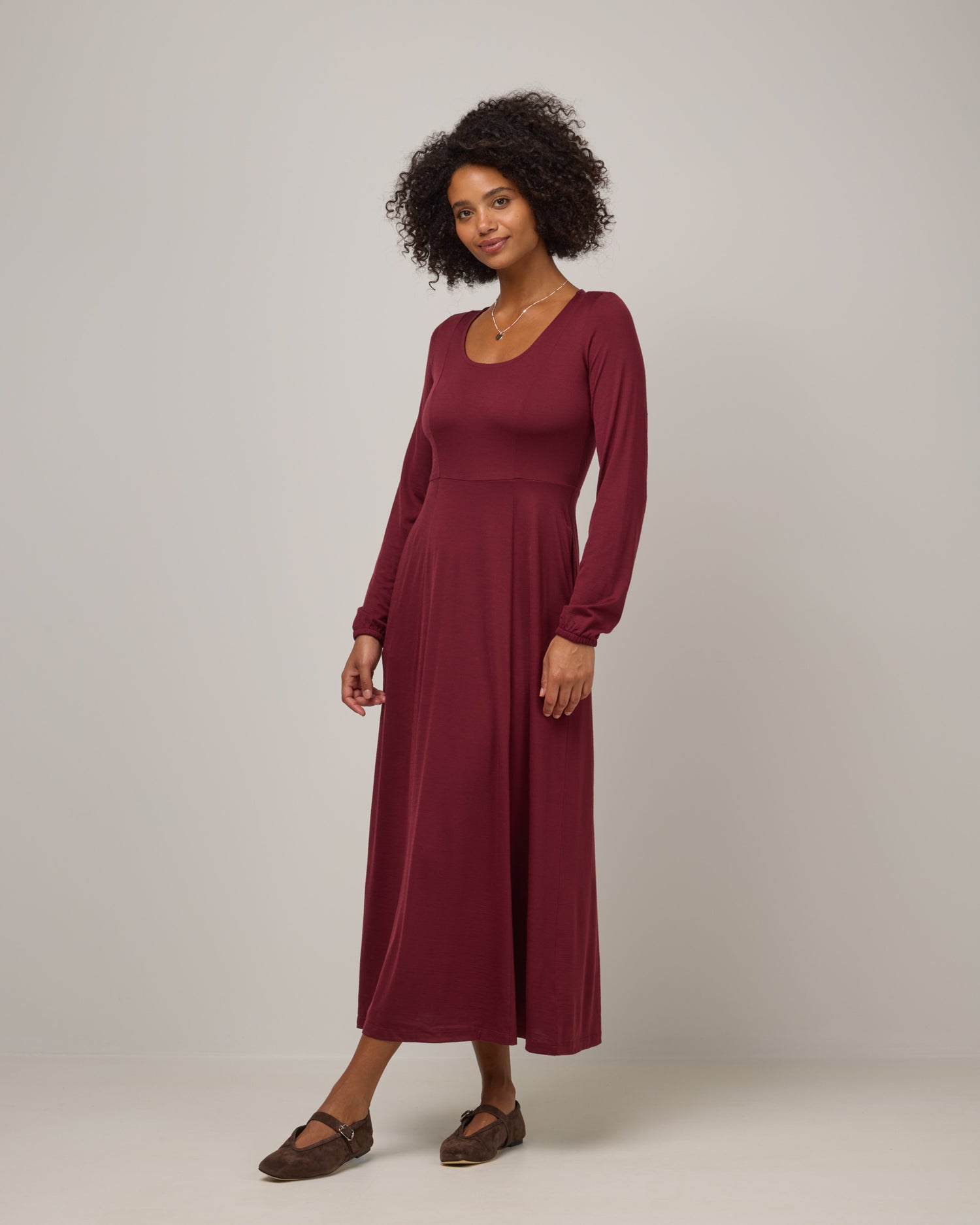 empire waist long dress Ahna Merino Wool Size:M/12 - (UK 12/US 8/EU 40) Girls Formal Dresses | neckline with v embellishments-pockets