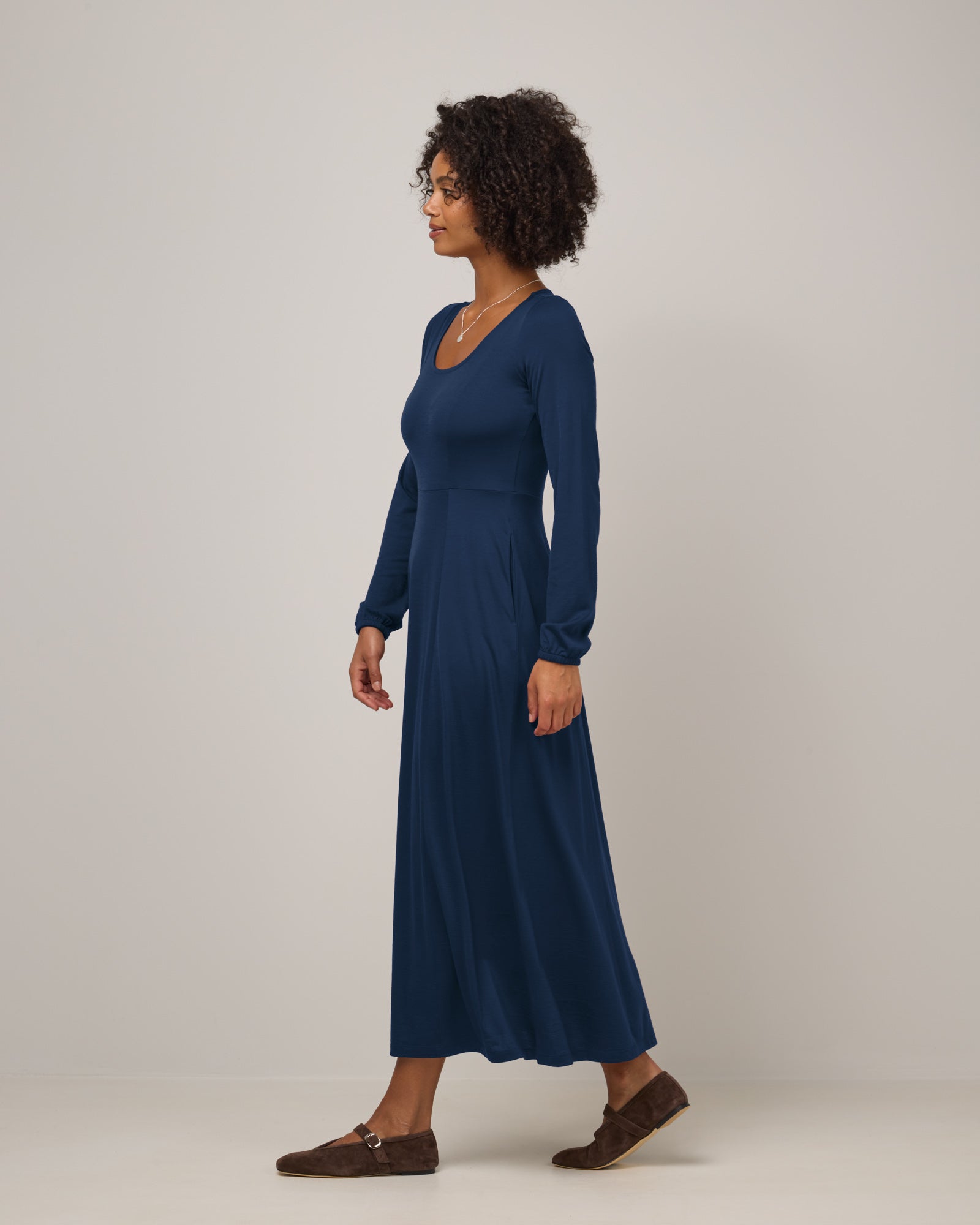 Ahna Merino Wool Empire Waist Dress - Marine Blue Ahna Empire Waist Dress | wool& Ahna Merino Wool Empire Waist Dress - Marine Blue Ahna Empire Waist Dress | wool&