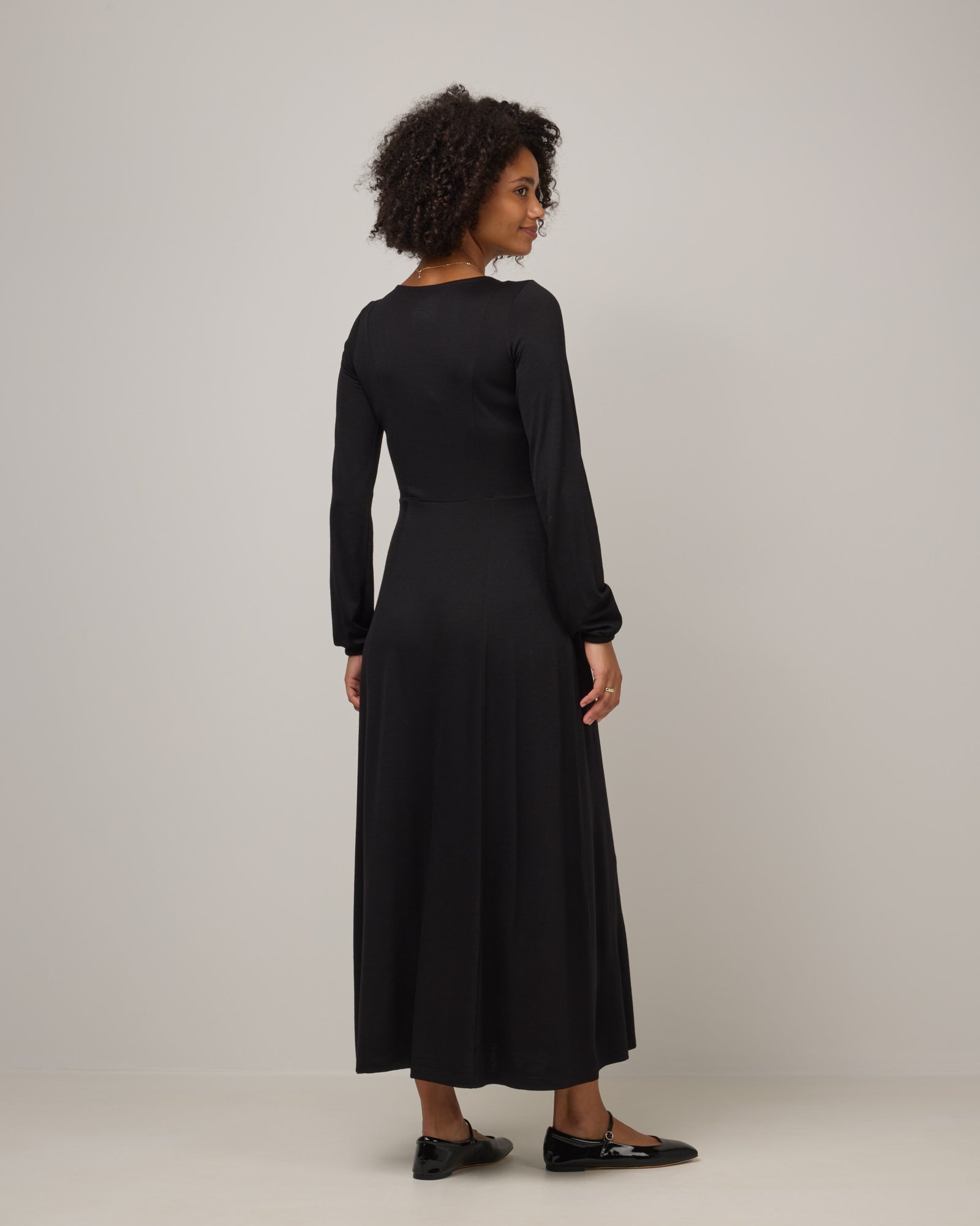 Ahna Merino Wool Empire Waist Dress - Black Ahna Merino Wool Empire Waist Dress - Black