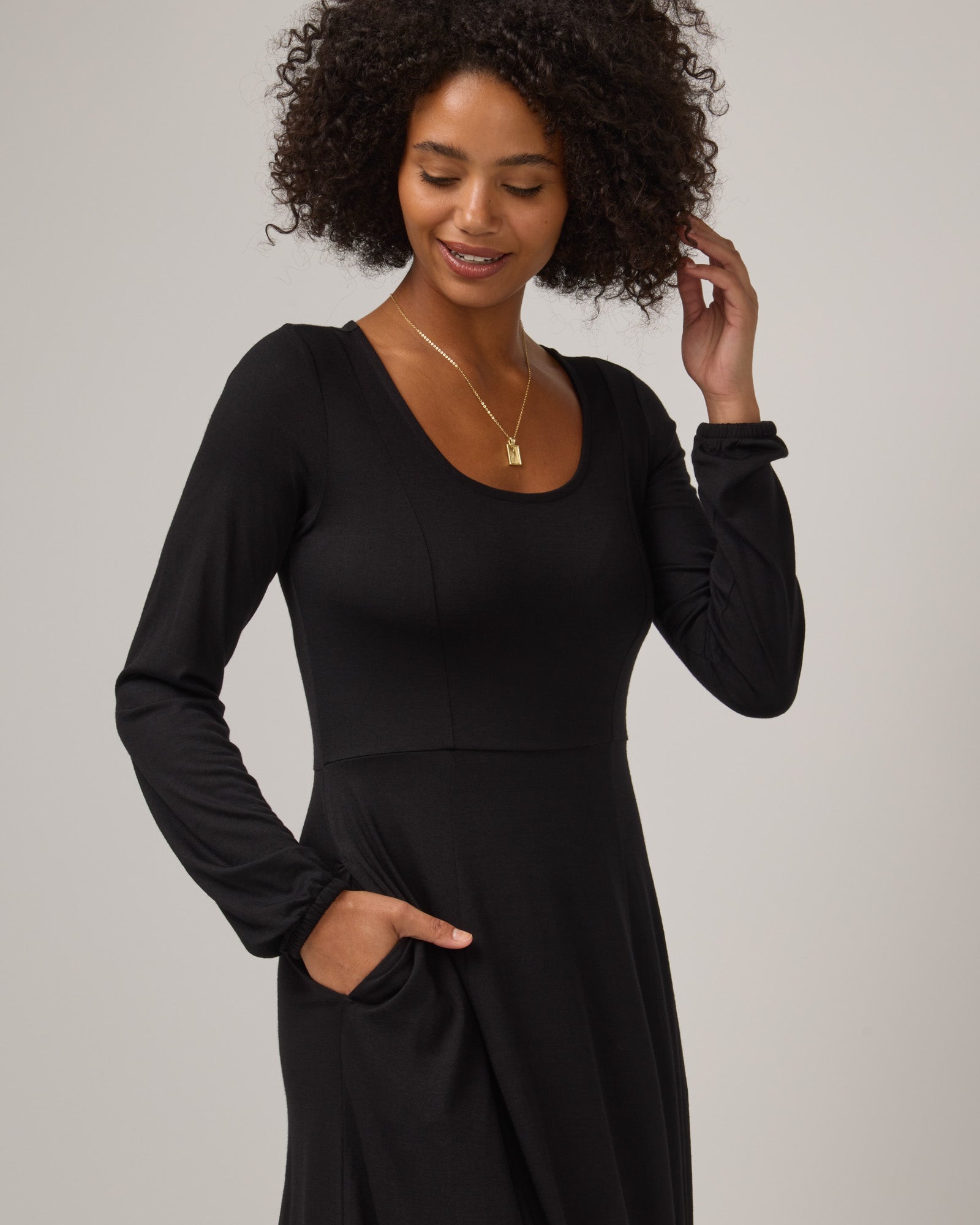Ahna Merino Wool Empire Waist Dress - Black Ahna Merino Wool Empire Waist Dress - Black