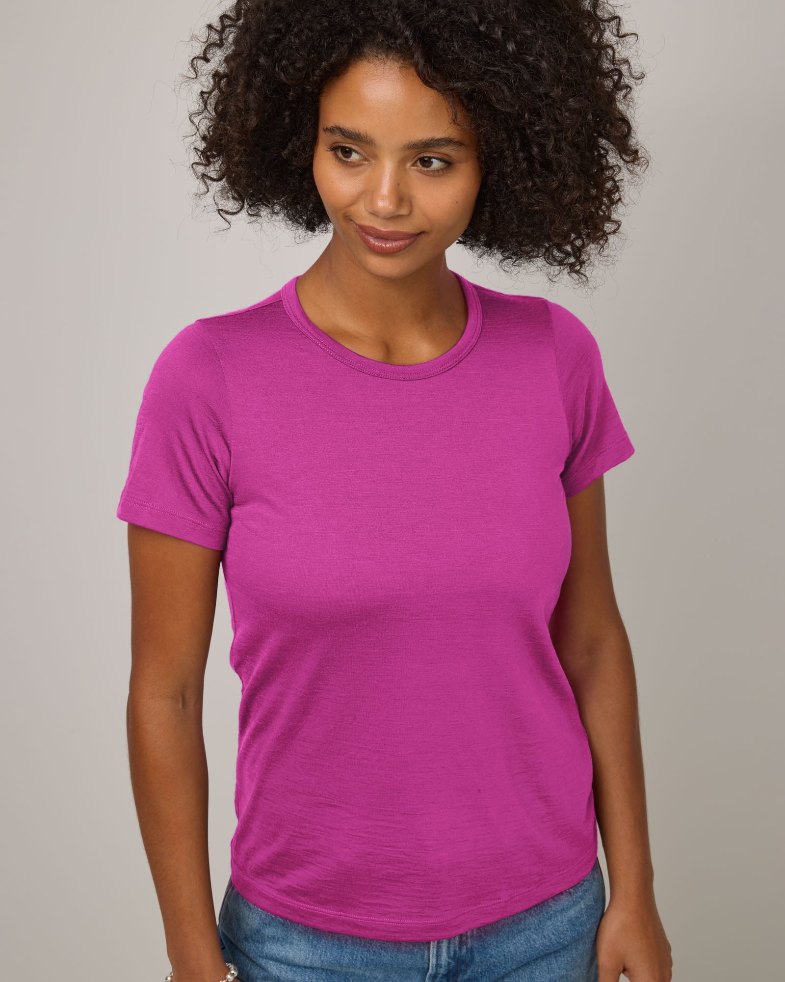 Cara Signature Merino Wool Fitted Tee - Petunia – Cara Fitted Tee