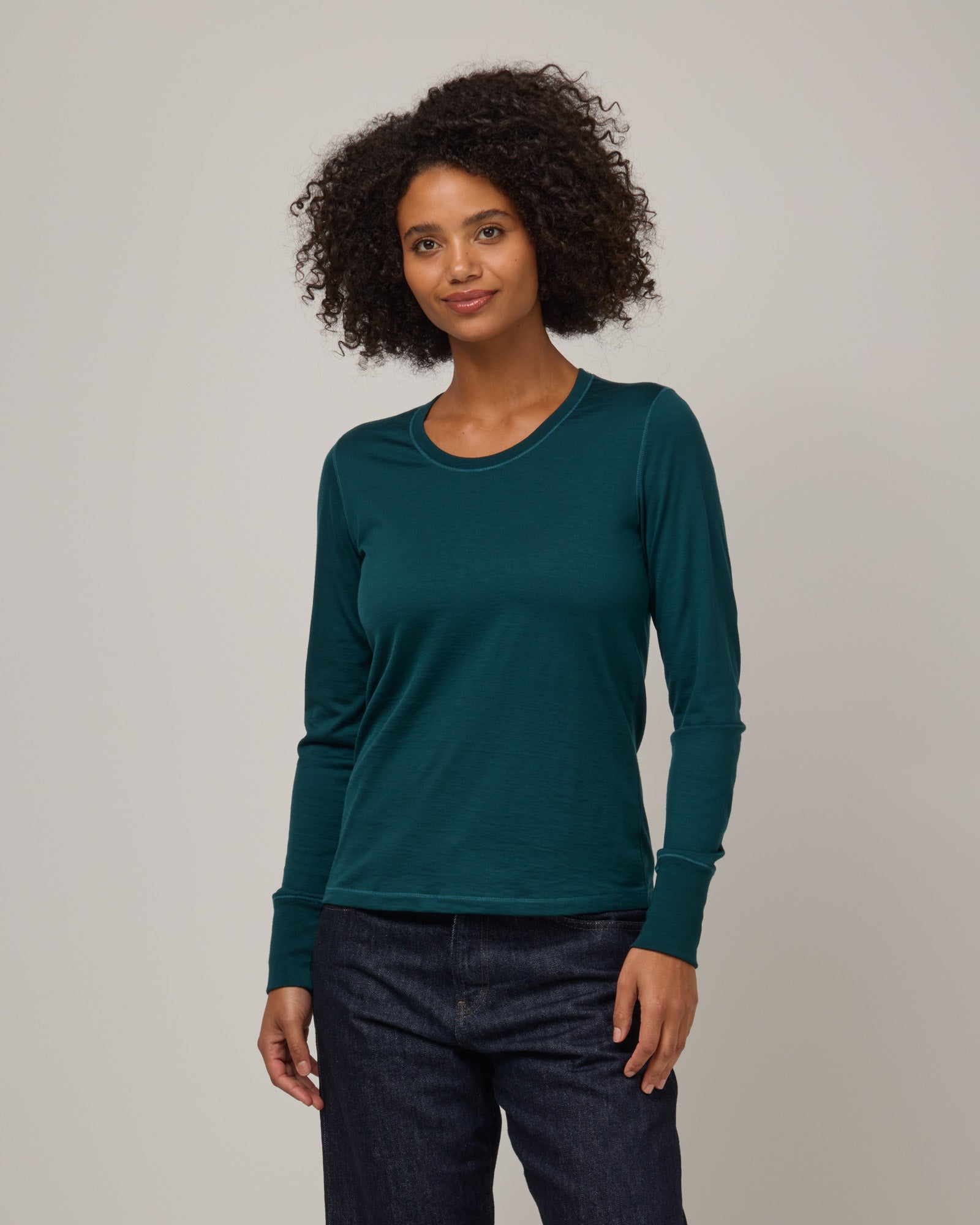 Billie Merino Wool Tonal Stitch Top - Pine – Billie Tonal Stitch