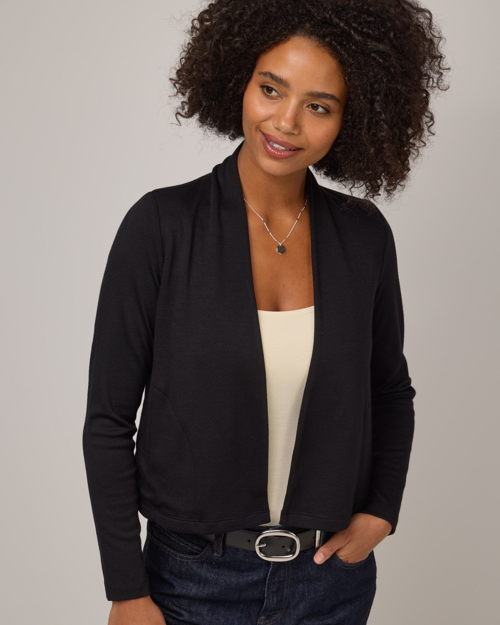Winona Merino Wool Interlock Crop Cardigan - Black – Winona Crop