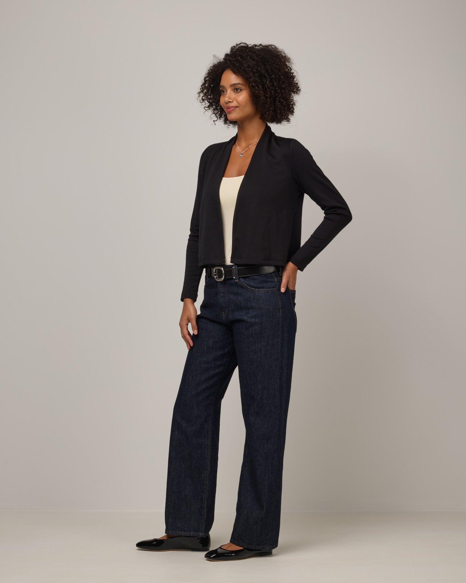 Winona Merino Wool Interlock Crop Cardigan - Black – Winona Crop