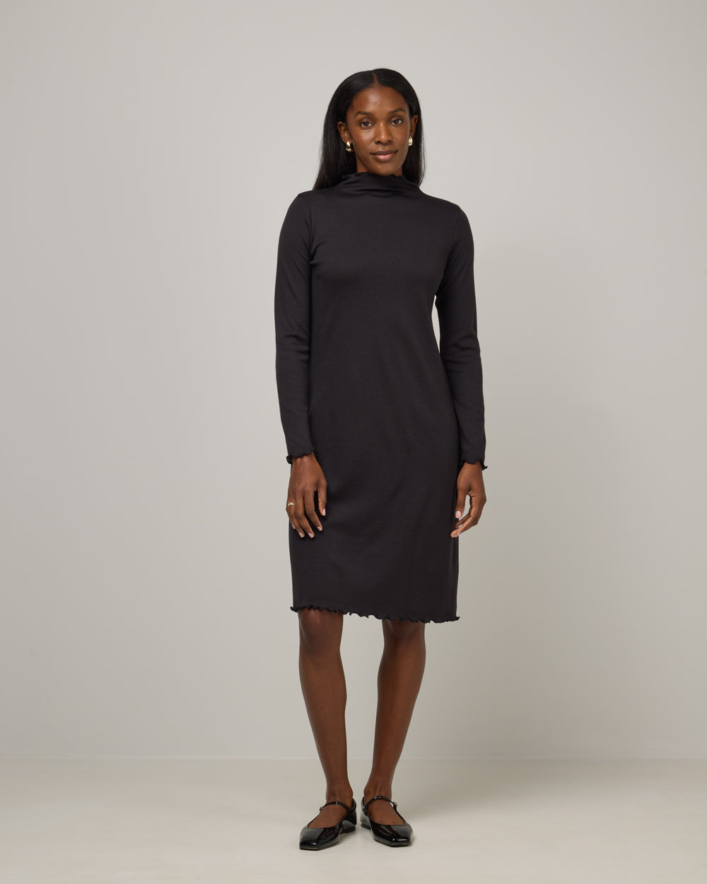 Daphne Merino Wool Ribbed Dress - Black Daphne Merino Wool Ribbed Dress - Black