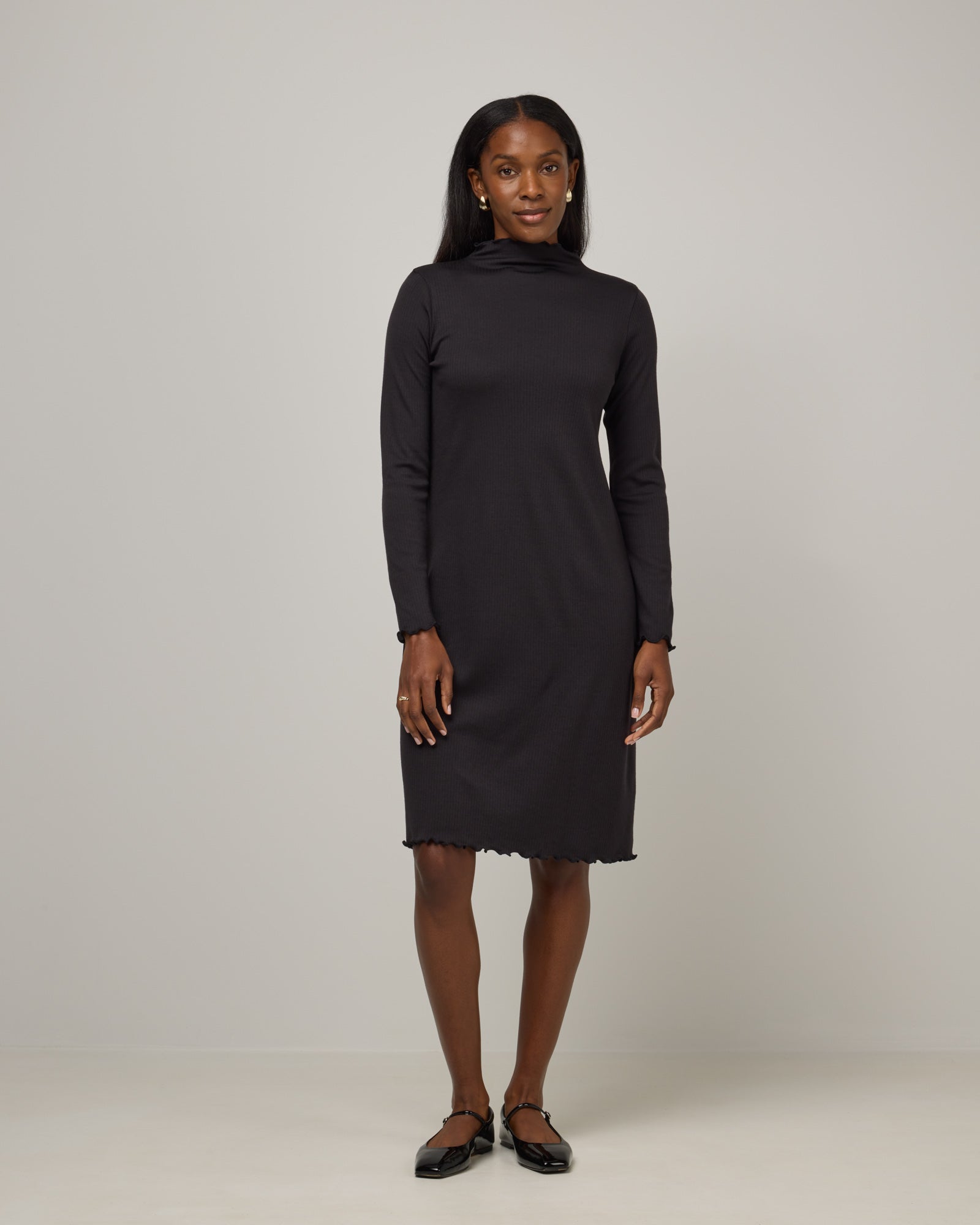 Daphne Merino Wool Ribbed Dress - Black Daphne Merino Wool Ribbed Dress - Black