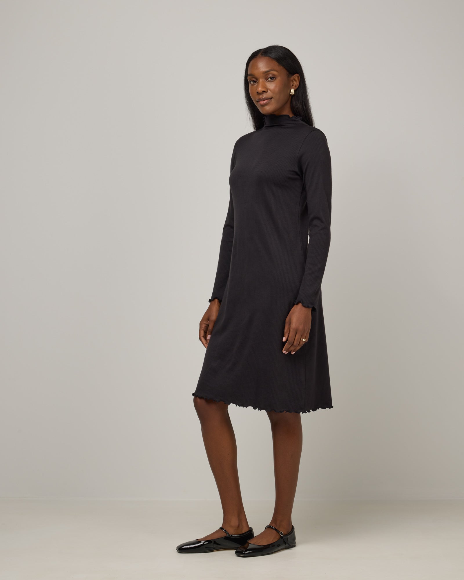 Daphne Merino Wool Ribbed Dress - Black Daphne Merino Wool Ribbed Dress - Black