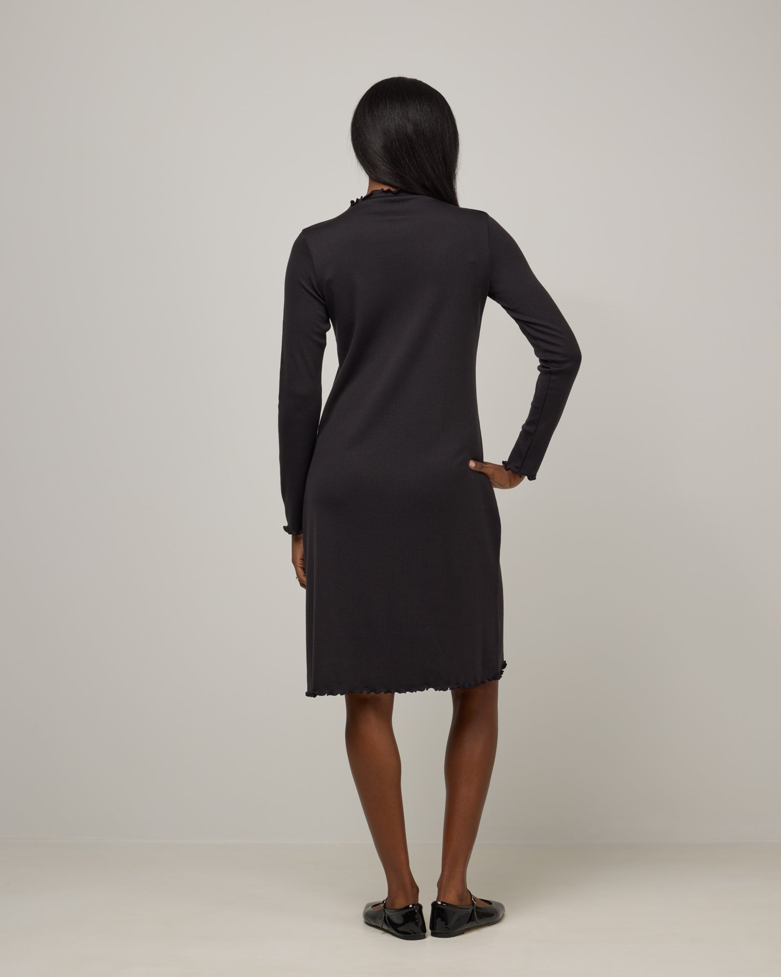 Daphne Merino Wool Ribbed Dress - Black Daphne Merino Wool Ribbed Dress - Black