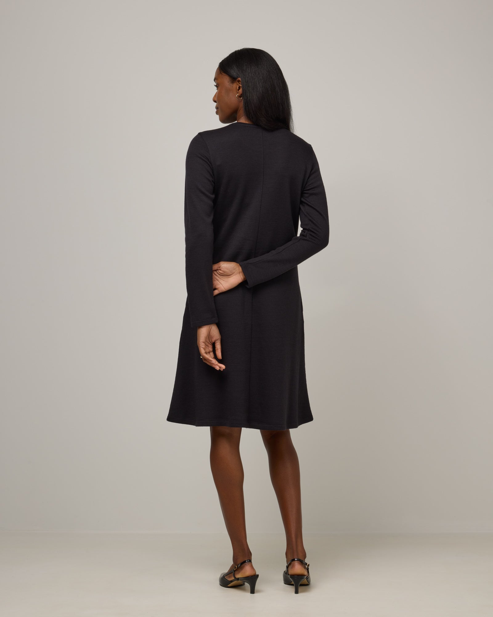 wool dress for ladies Wool Winter A-line Dress 3XL / Dark Chocolate