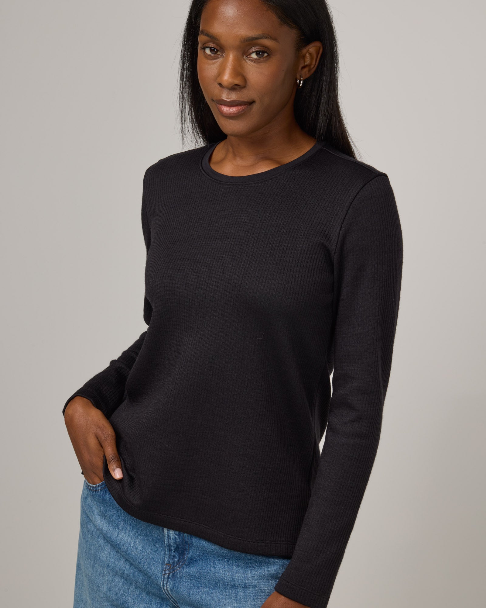 Rayne Merino Wool Ribbed Fitted Top - Black Rayne Merino Wool Ribbed Fitted Top - Black