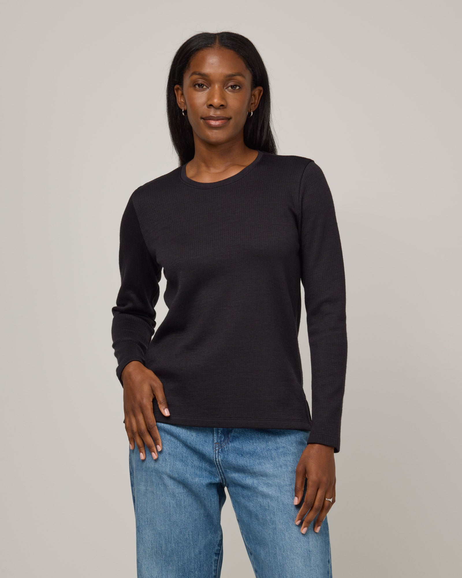 ennoy Long sleeve hem rib tee (BLACK) 【公式通販】
